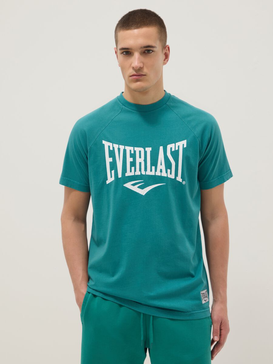 Green pure cotton T-shirt regular fit with Everlast logo_0