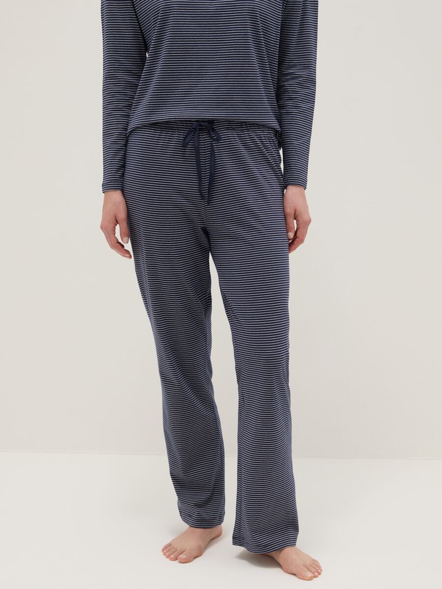 Multicolour striped pure cotton regular fit pyjama trousers_1