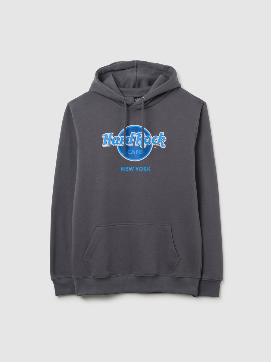 Grey Cotton Blend Hoodie with Hard Rock Cafe Logo_4