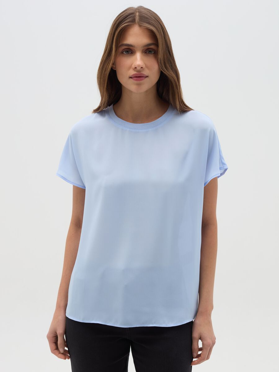 Solid colour blouse in crêpe_0