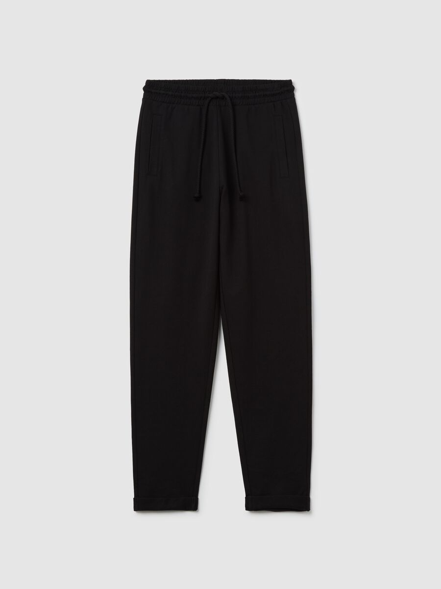 Black French terry joggers with drawstring_4