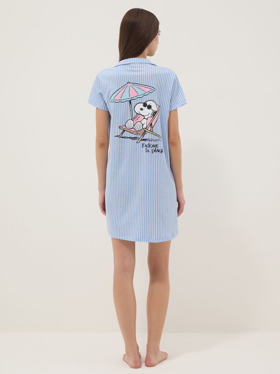 Blue striped pure cotton nightshirt with V-neck_2
