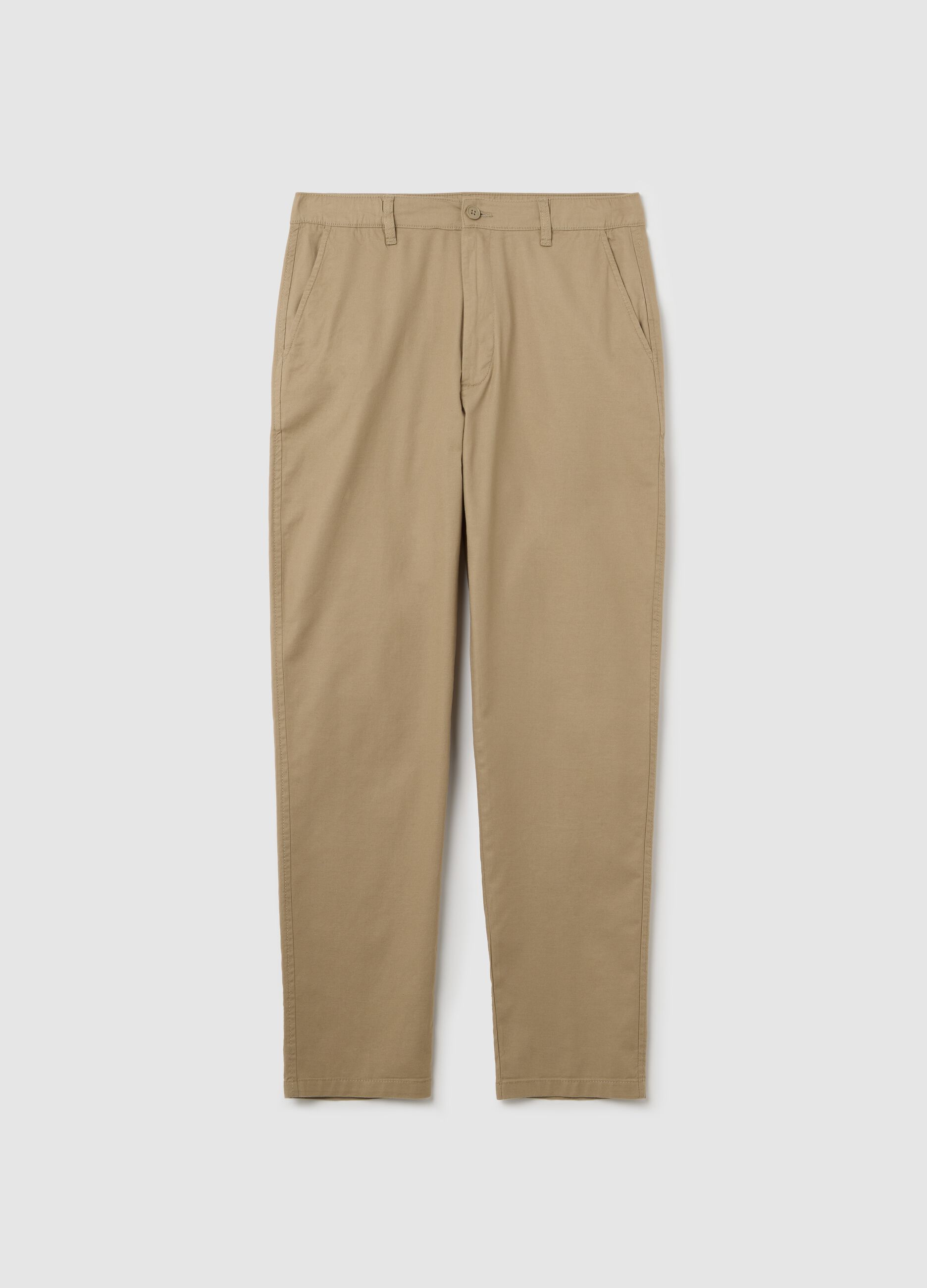Pantalone relaxed fit in viscosa e lino beige
