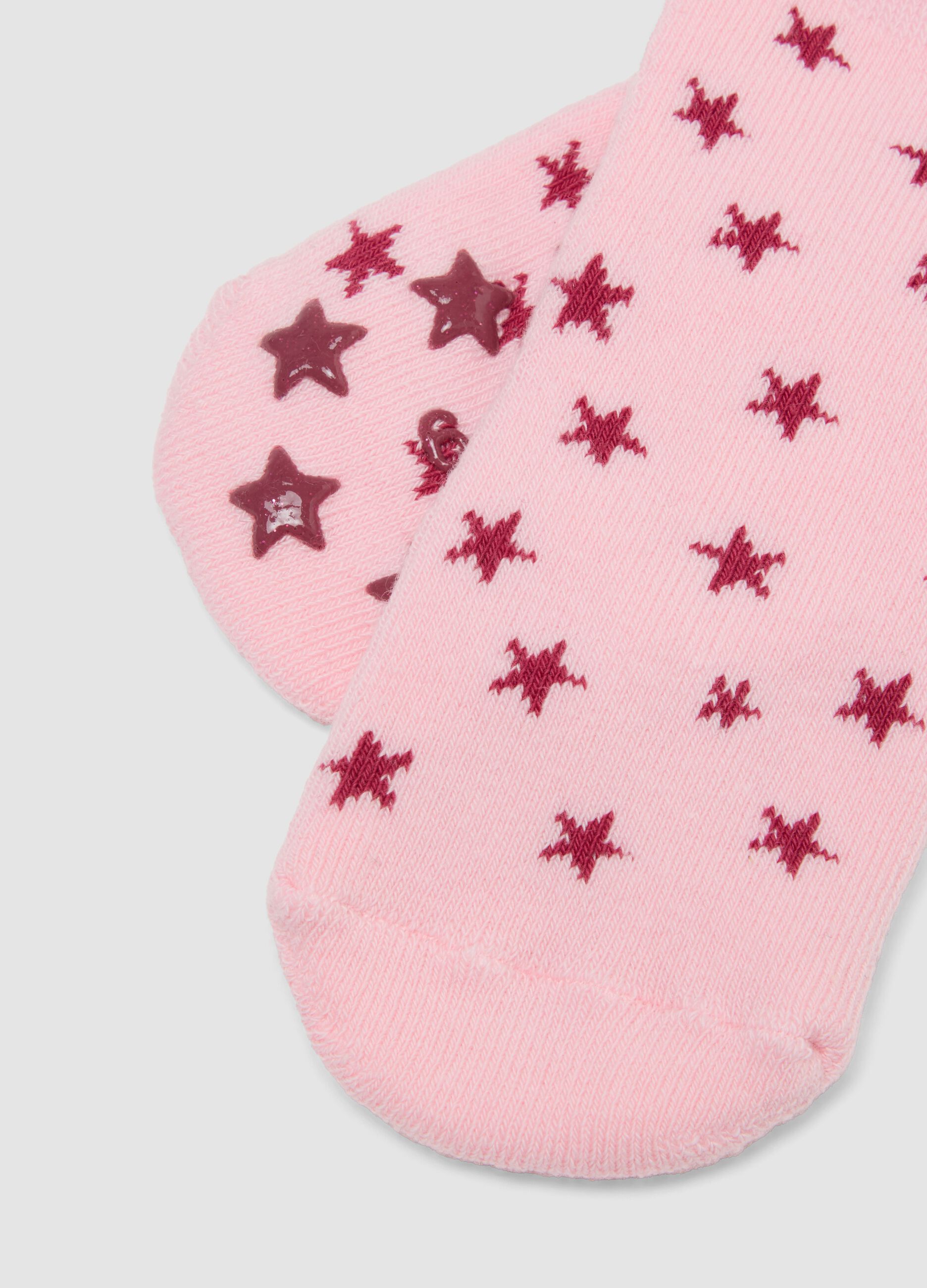2-pack of multicolour non-slip organic cotton blend socks for baby girl