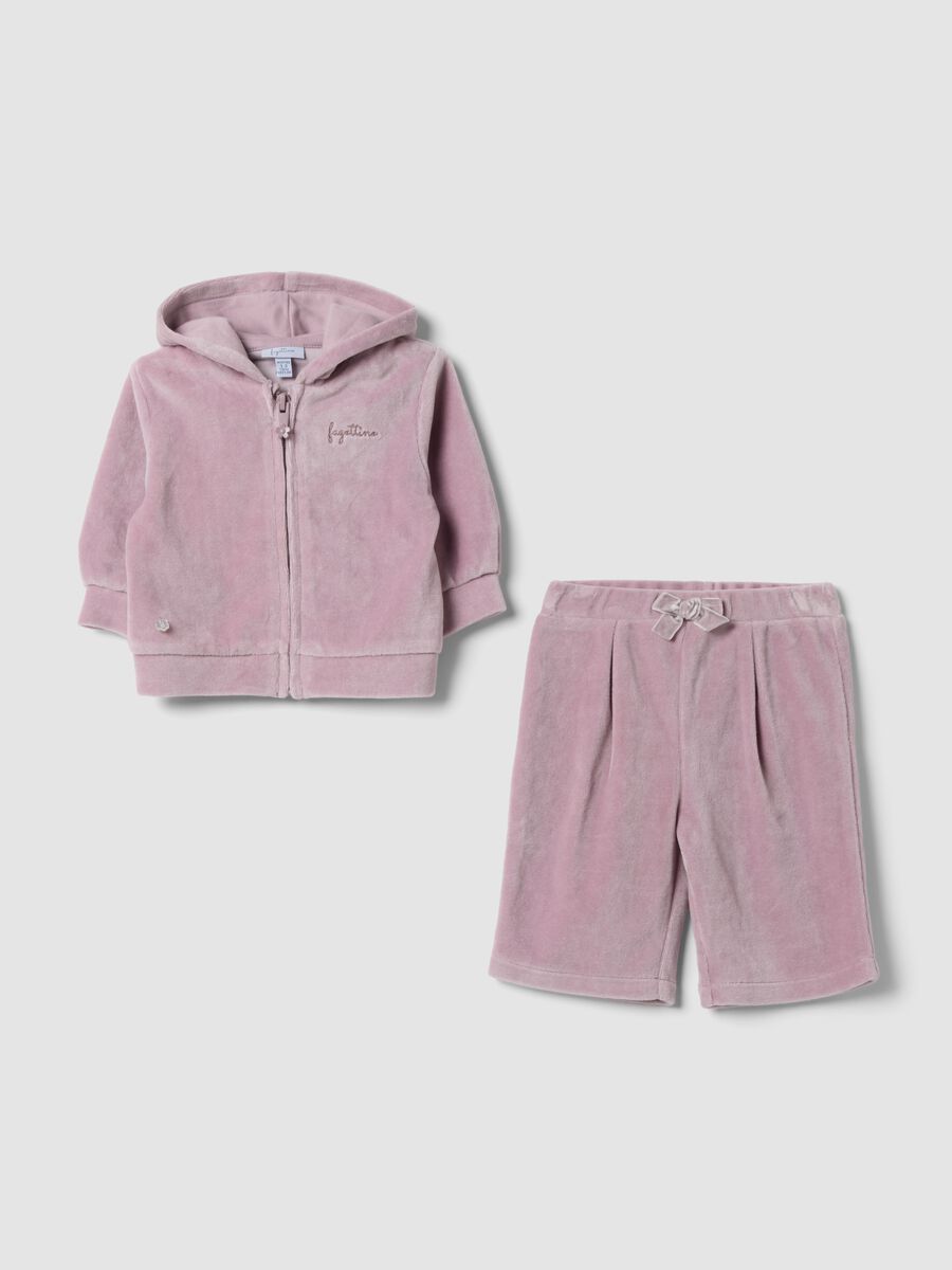 Pink organic cotton-blend hoodie and joggers set_0