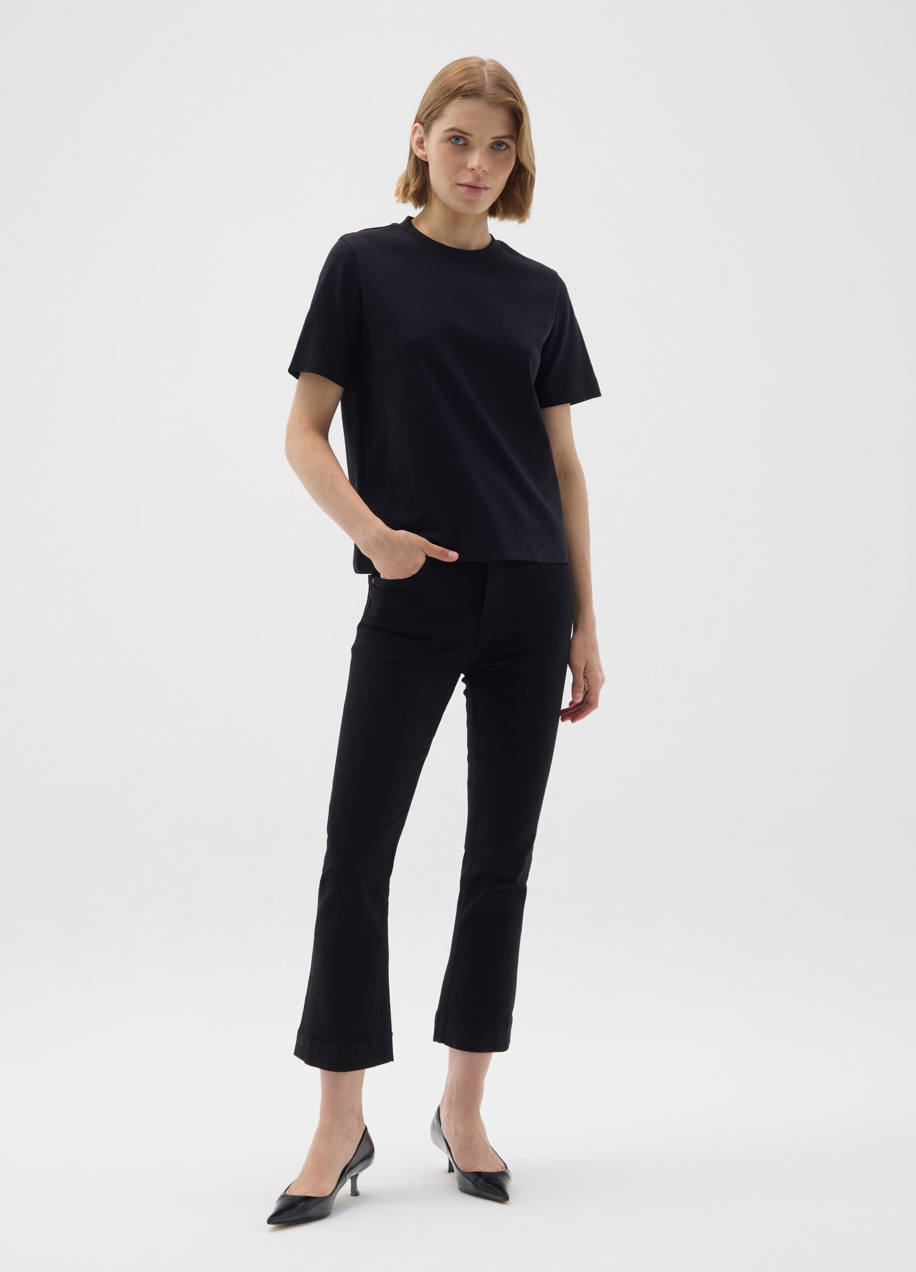 T-shirt in puro cotone nero regular fit