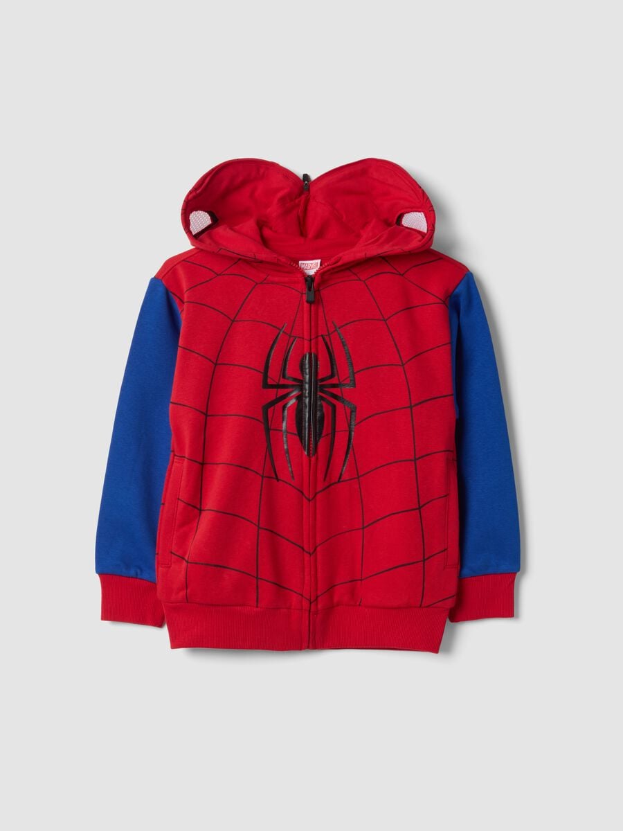 Felpa rossa con cappuccio in misto cotone a tema MARVEL Spider-Man_0