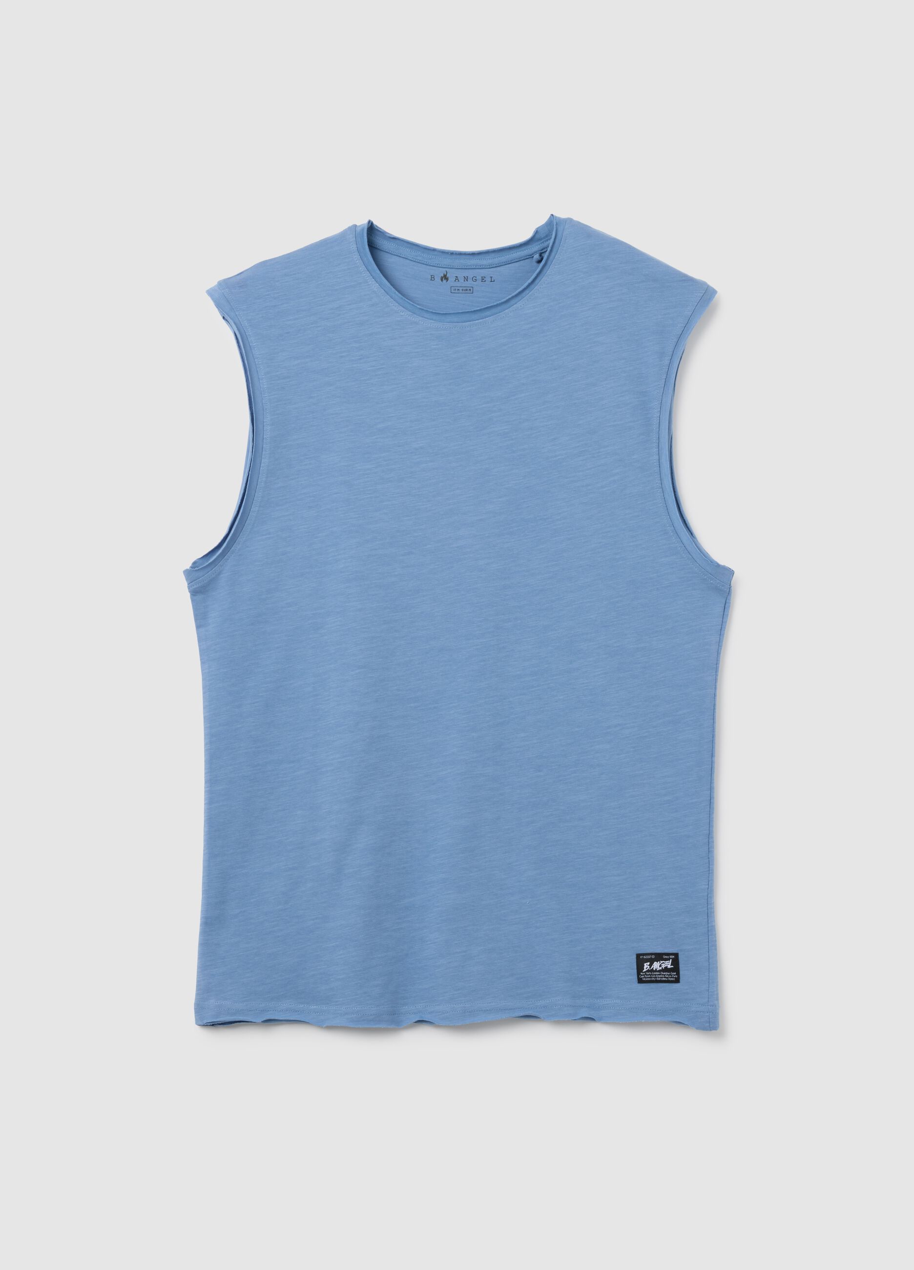 Men’s pure cotton light blue tank top regular fit