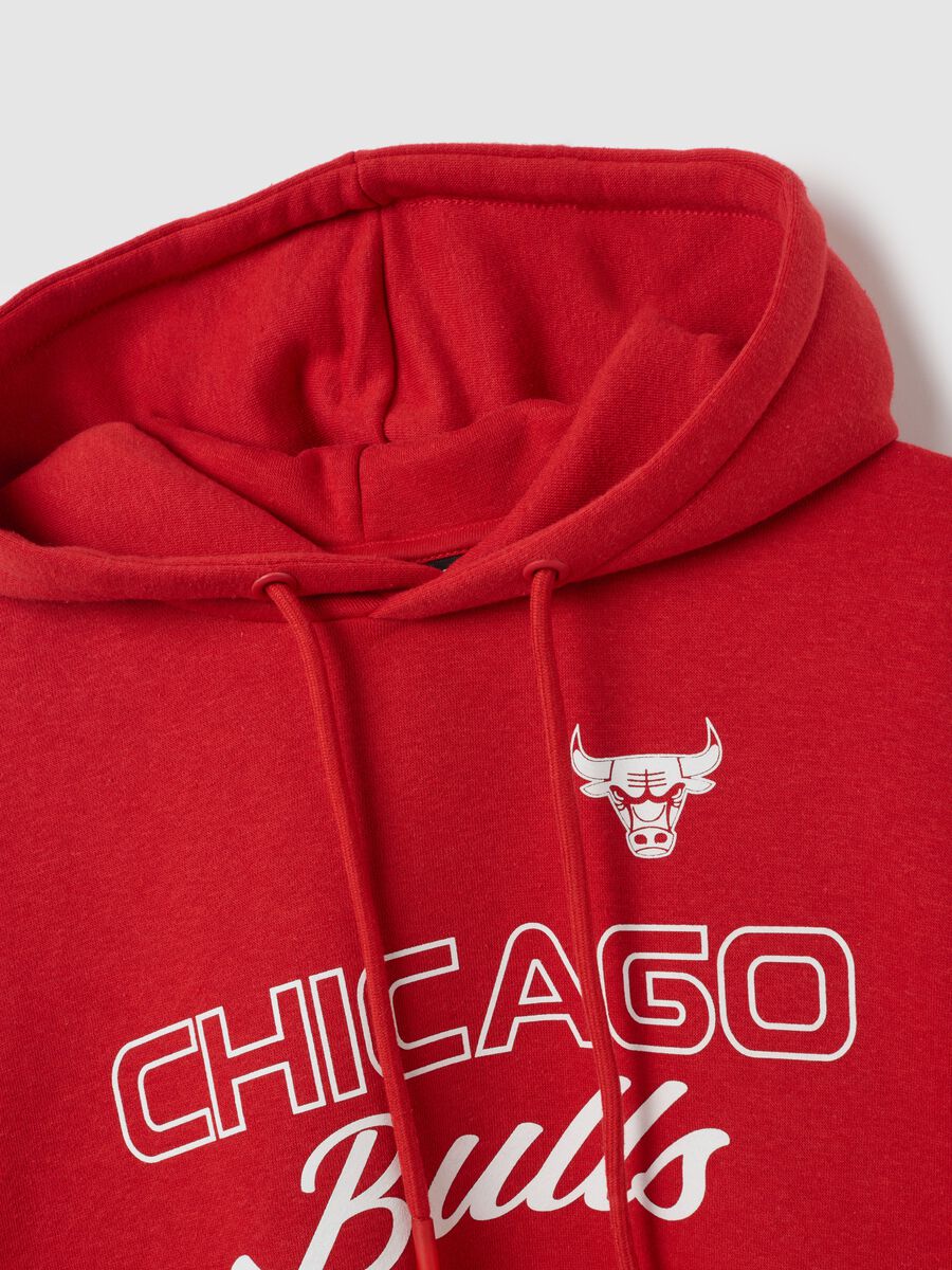 Red oversized cotton blend sweatshirt with Chicago Bulls print_1
