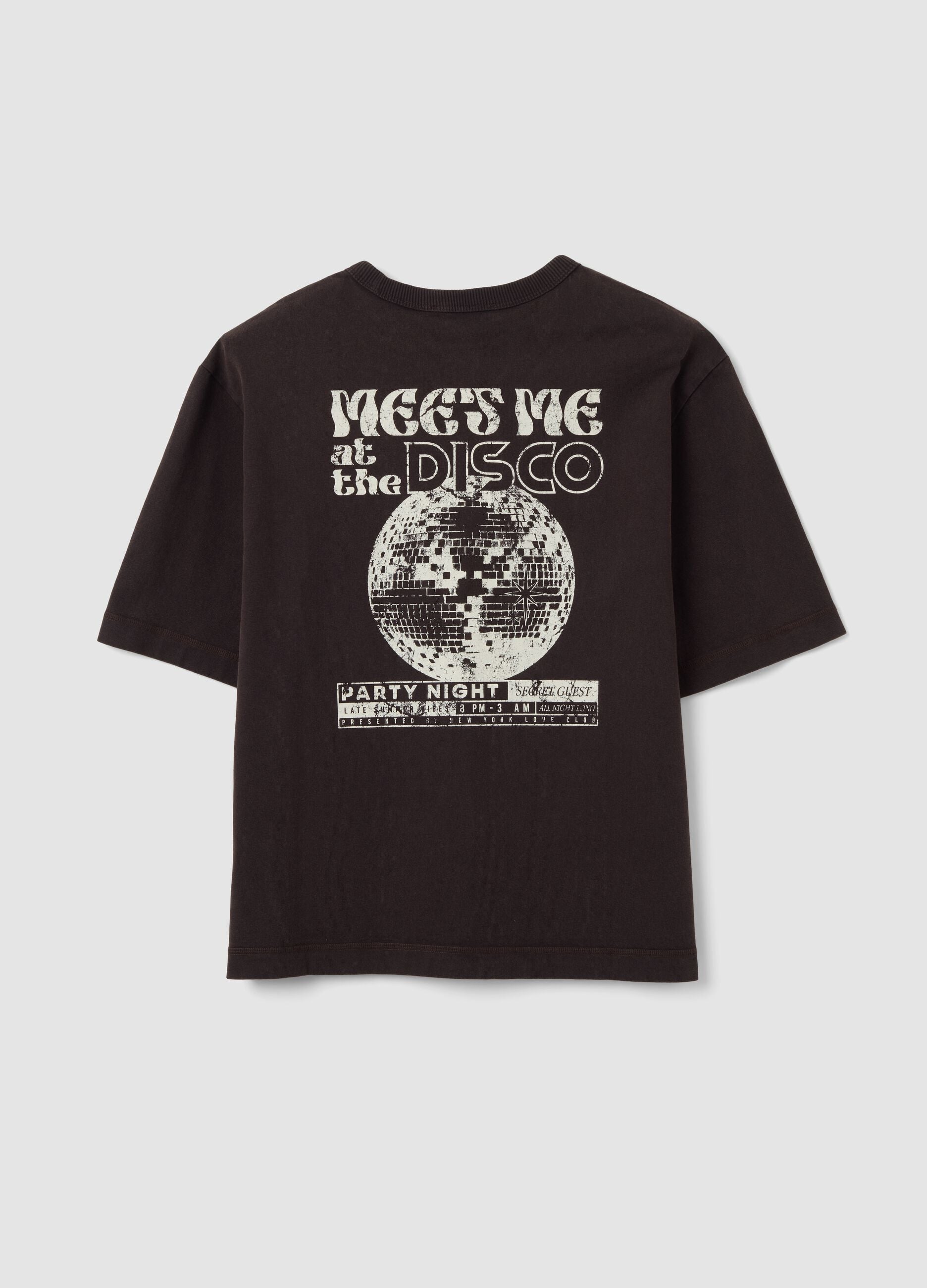 T-shirt grigia in puro cotone over fit con scritta sul petto