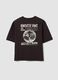 T-shirt grigia in puro cotone over fit con scritta sul petto_1
