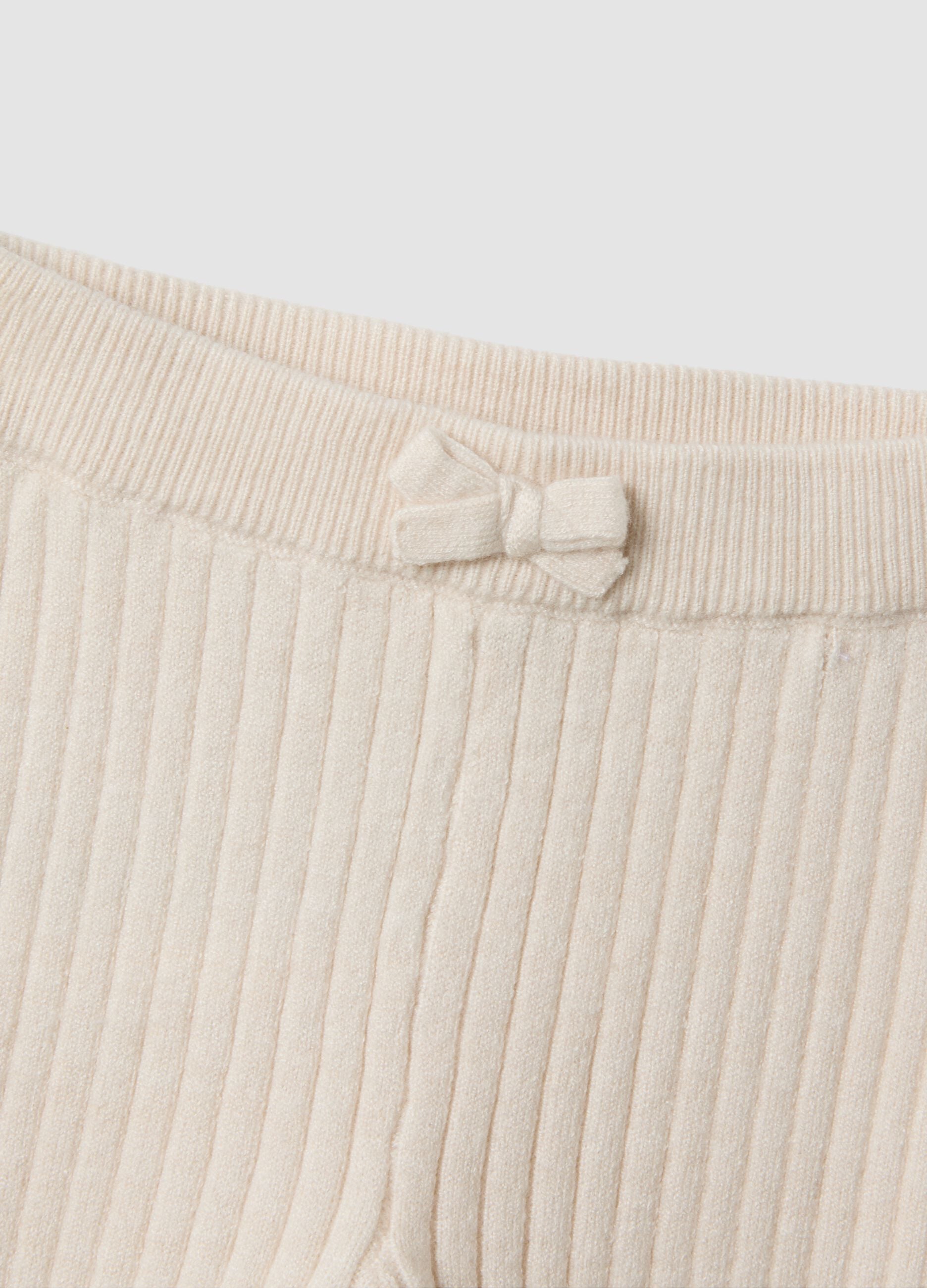 Leggings beige in misto viscosa a costine