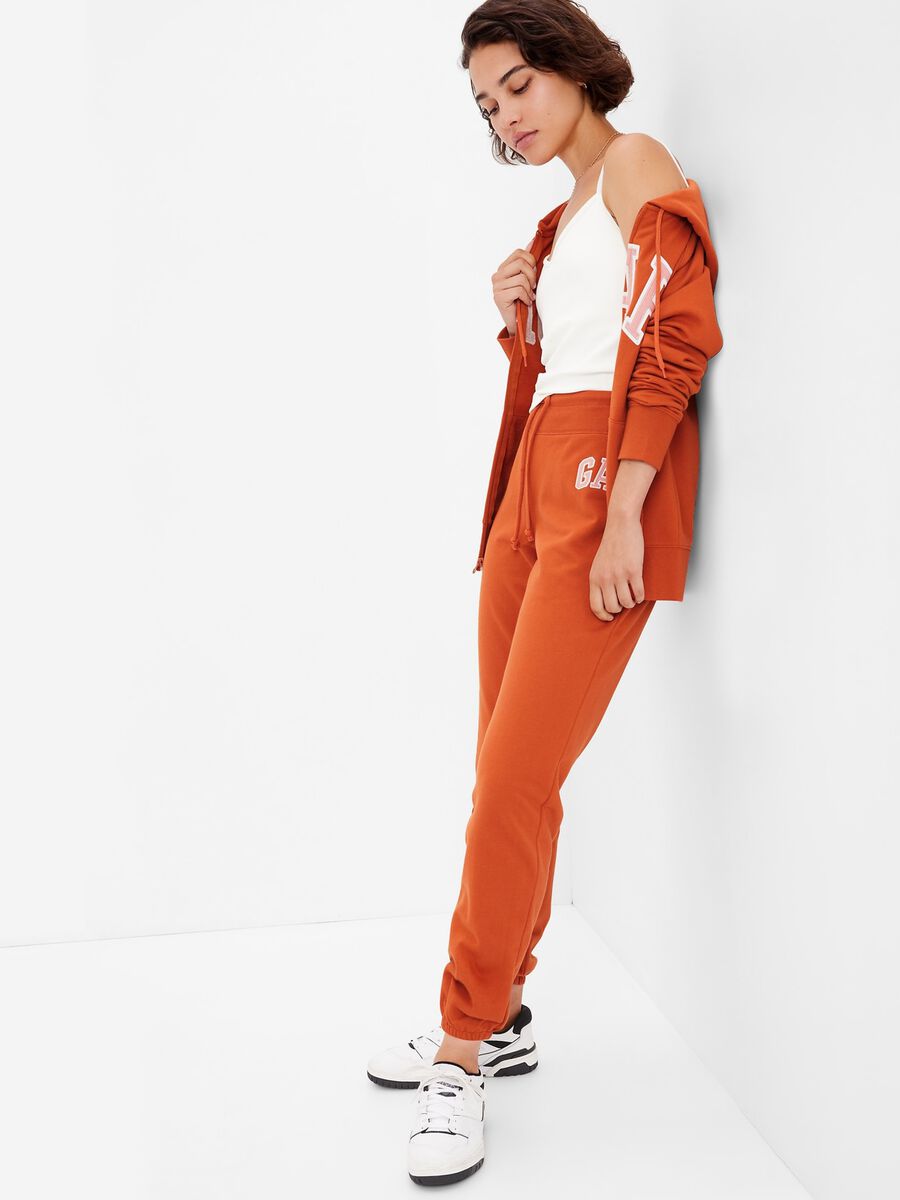 Joggers in felpa con coulisse e ricamo logo_0