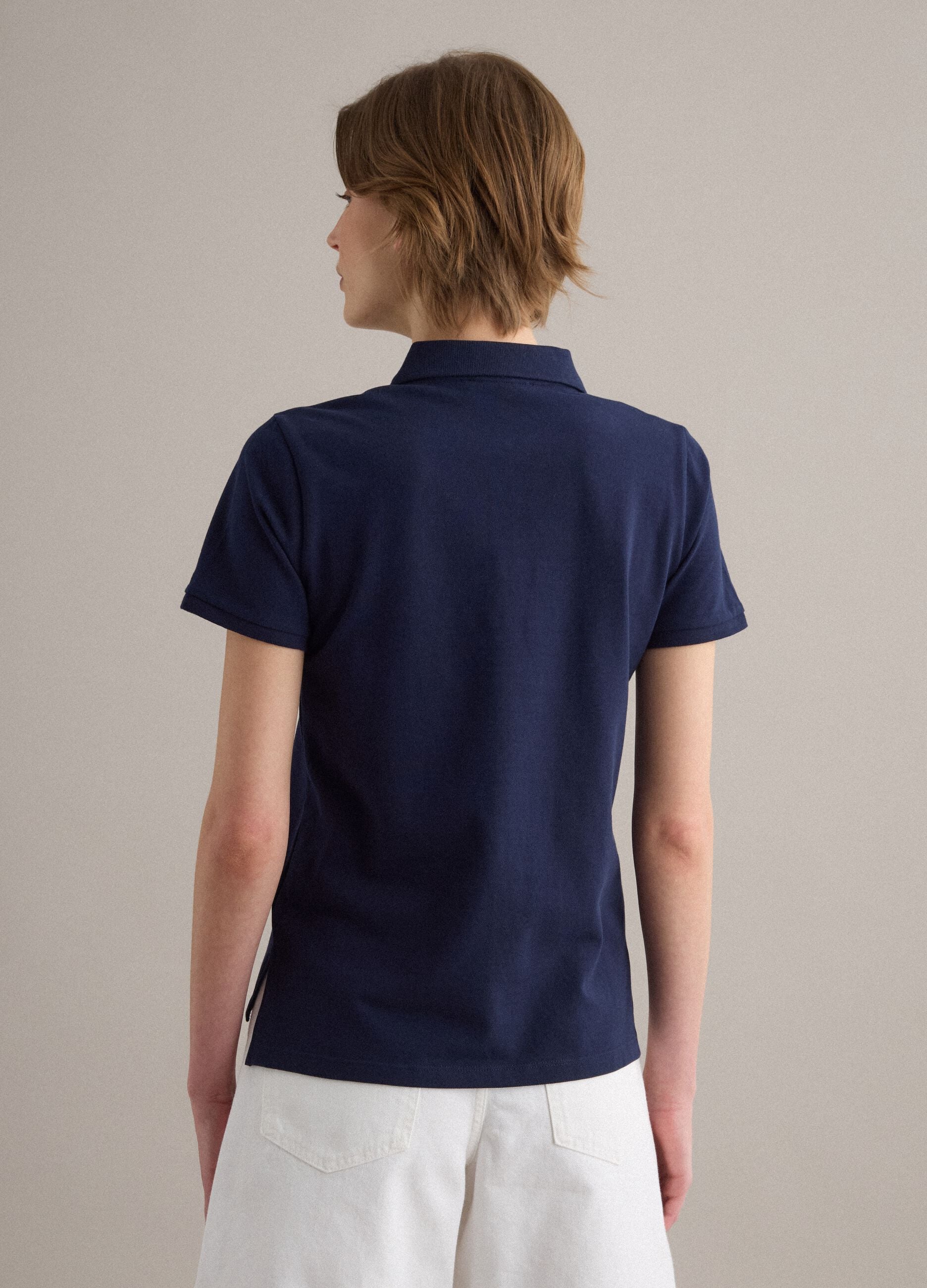 Blue organic cotton regular-fit polo shirt