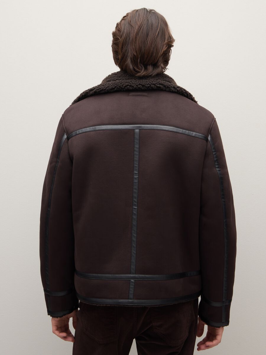 Brown regular fit jacket with zip_4