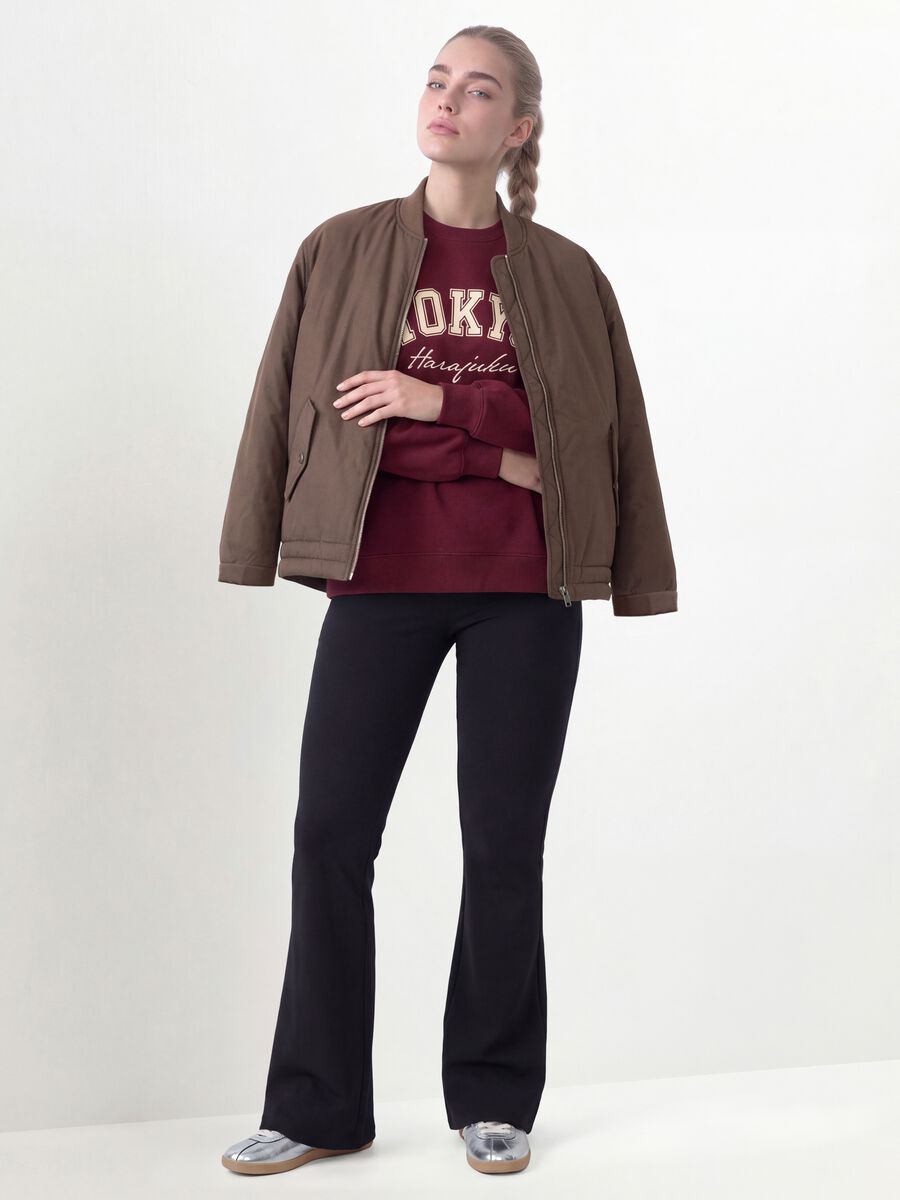 Brown padded regular-fit jacket with zip_1