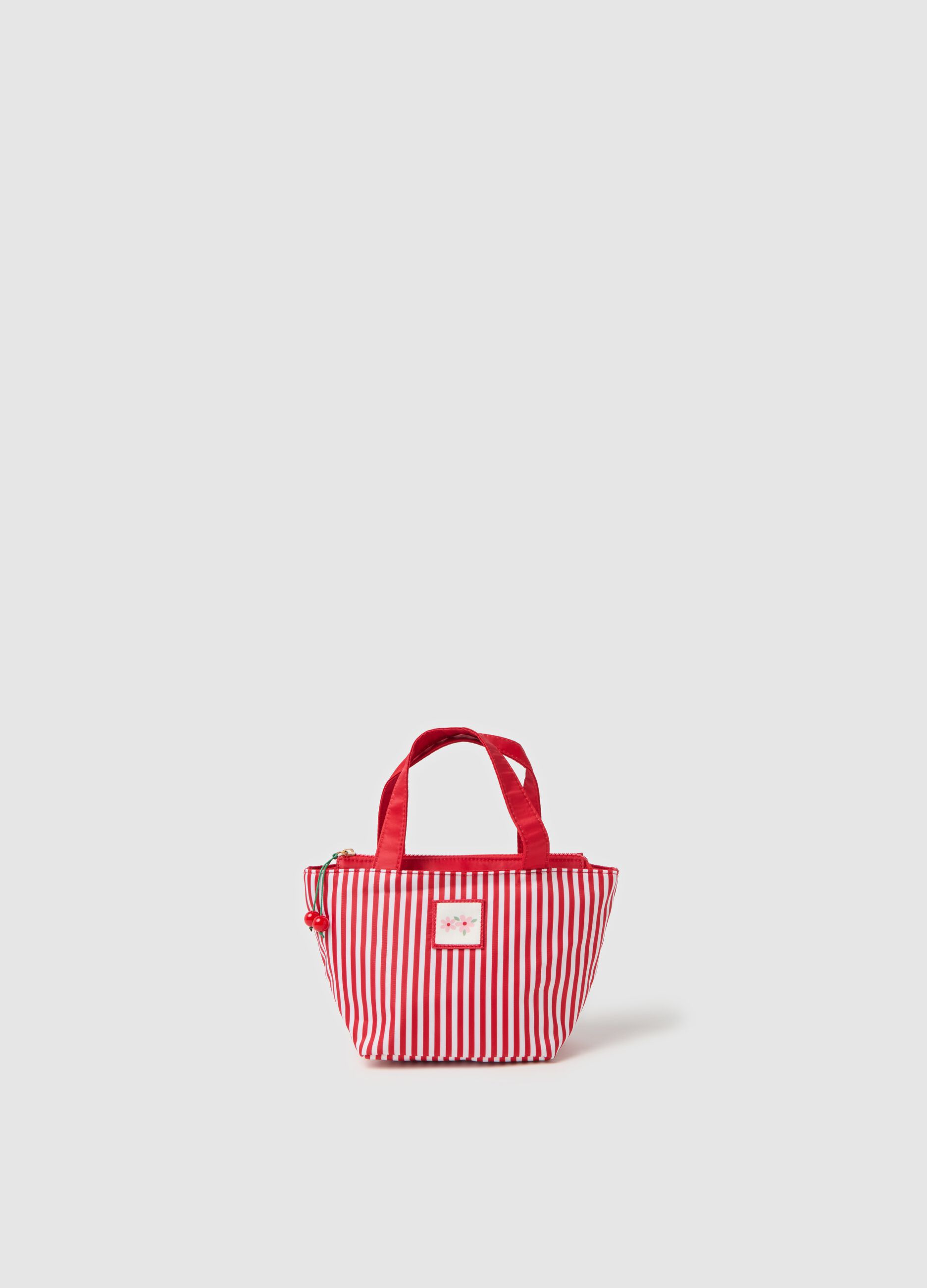 Small striped bag with handles