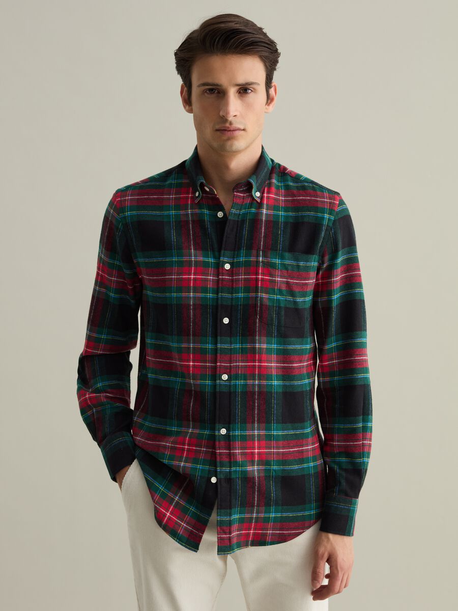 Chequered flannel button-down shirt_0