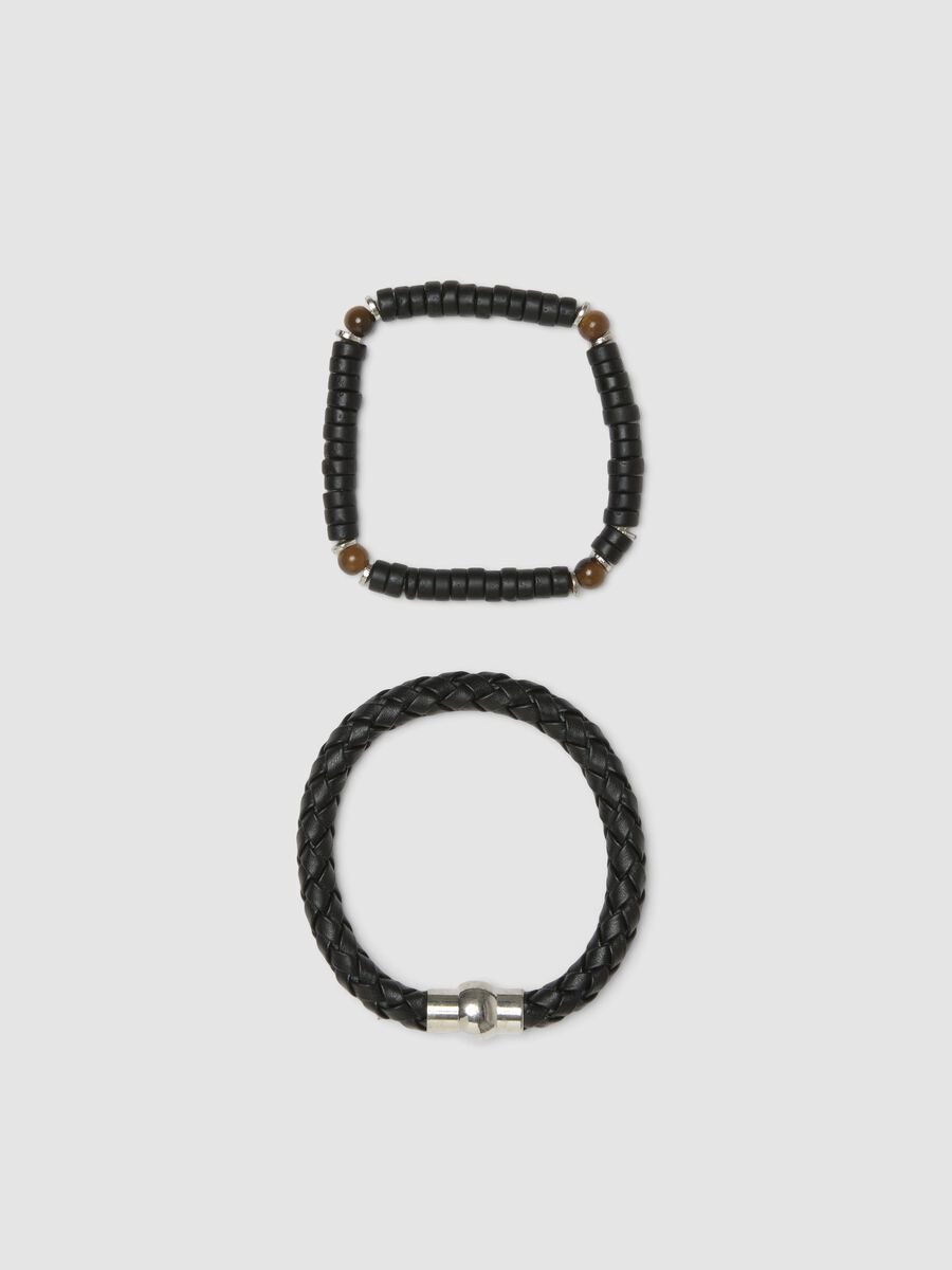 Pack of black woven and beaded bracelets_0