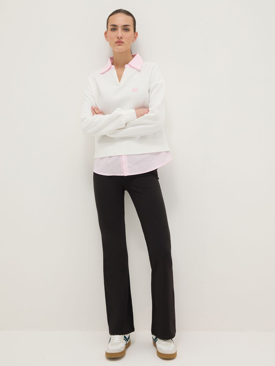 Black Stretch Cotton Flare Fit Leggings_0