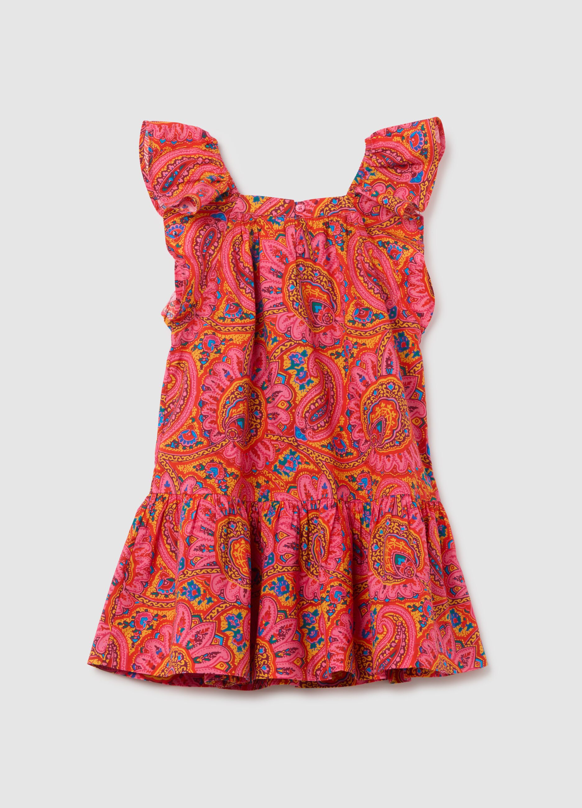 Girls' dress in pure cotton multicolour regular fit with pattern