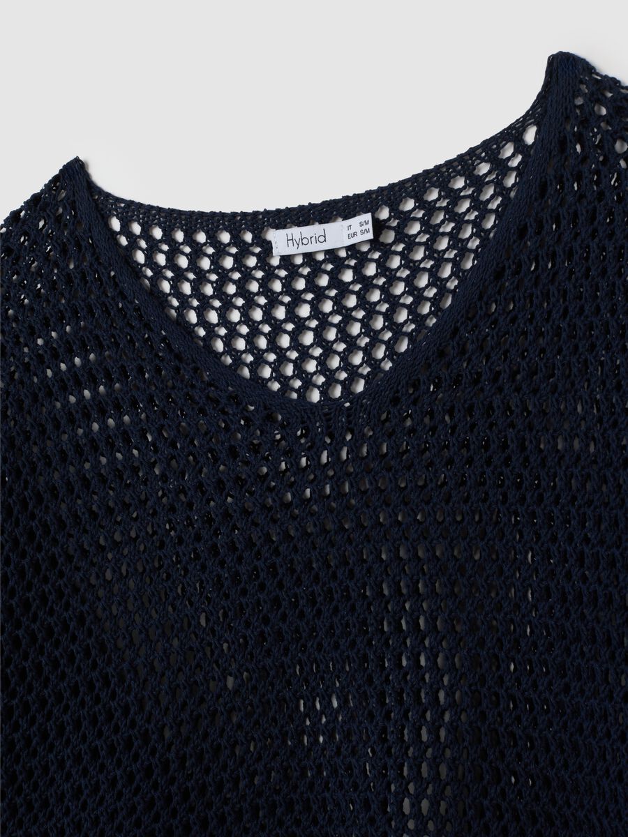 Women's blue cotton sweater with regular fit_1