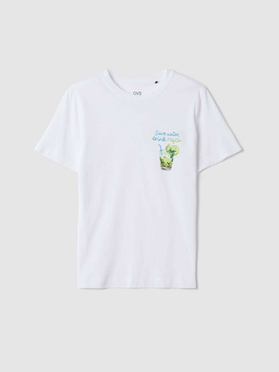 T-shirt bianca in puro cotone a maniche corte_4