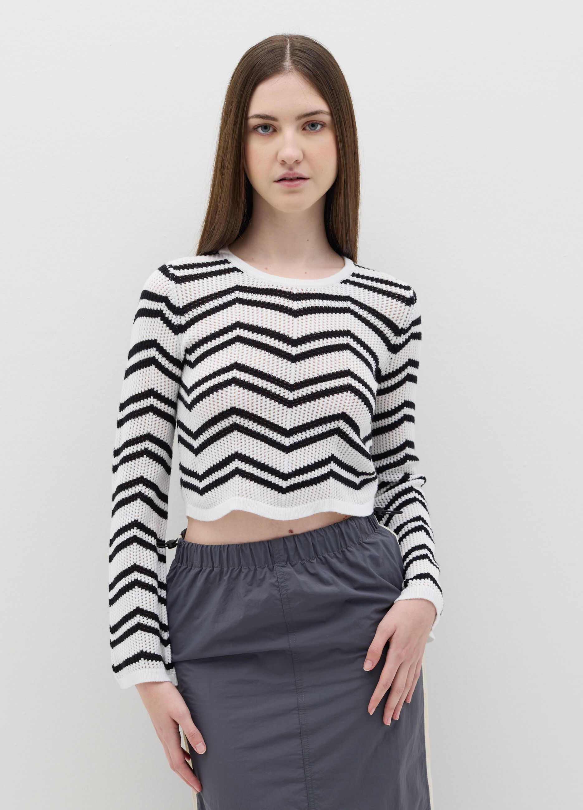 Crochet top with striped design