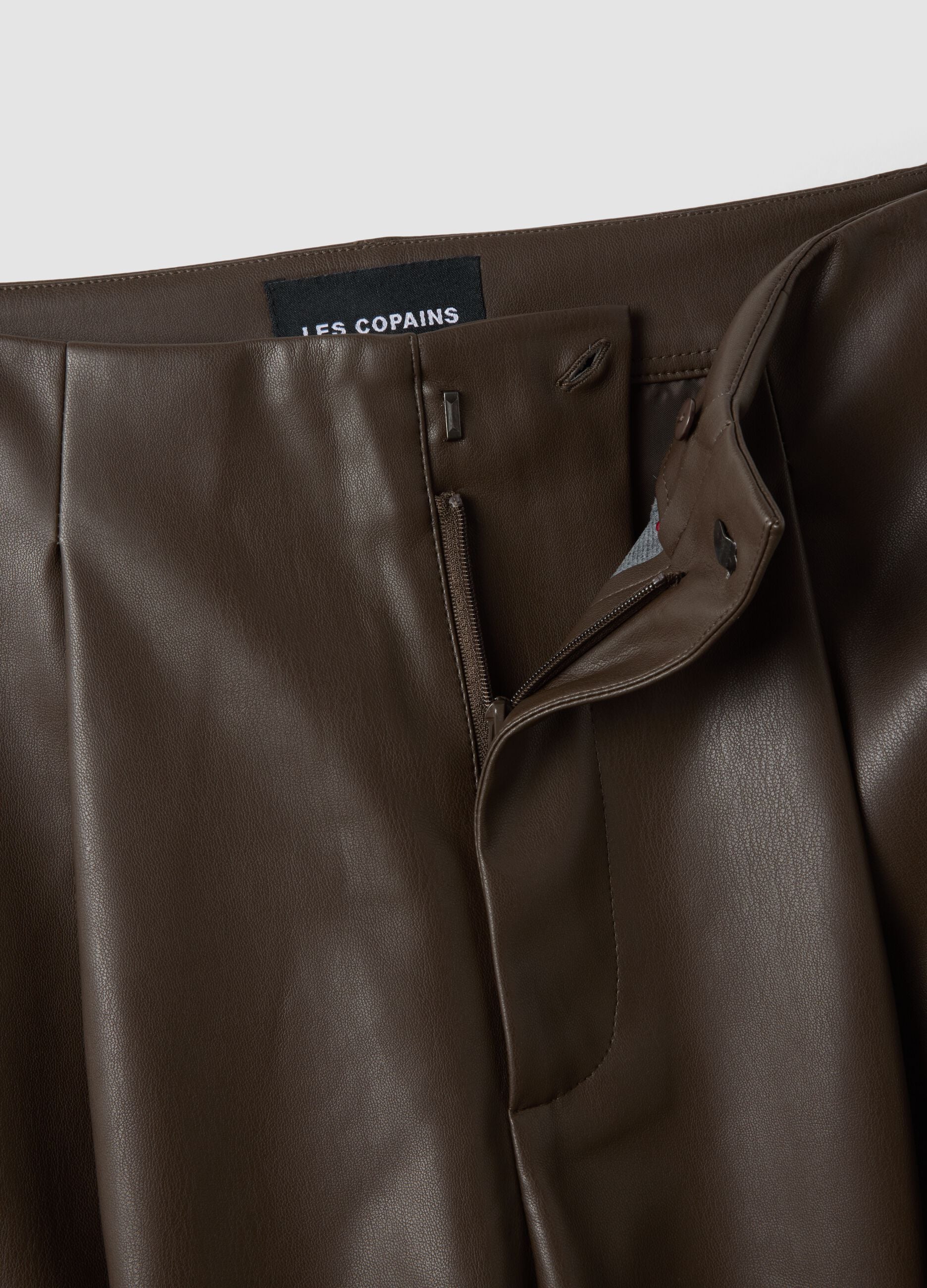 Brown barrel-fit trousers with regular waist