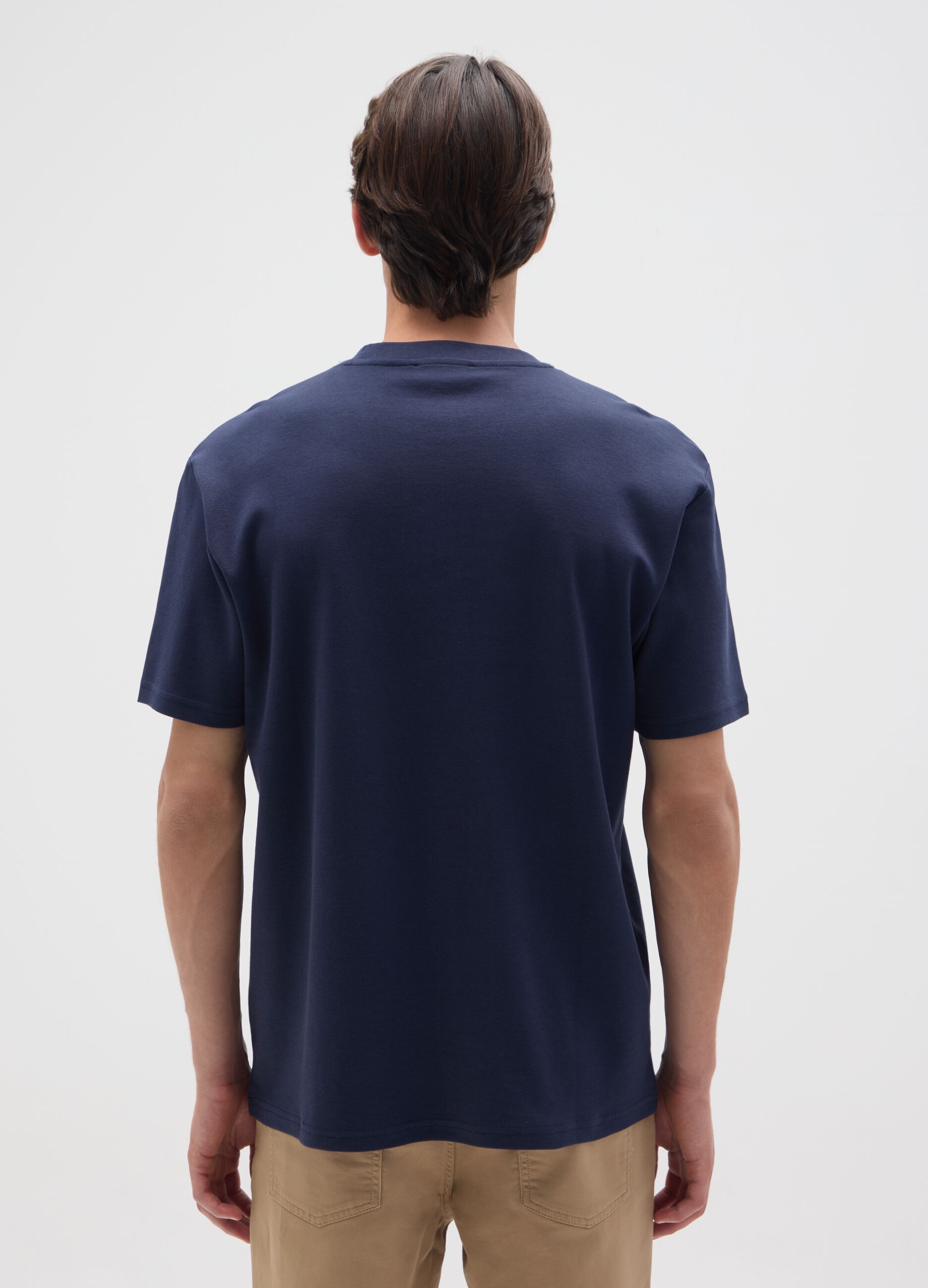 Blue pure cotton T-shirt relaxed fit
