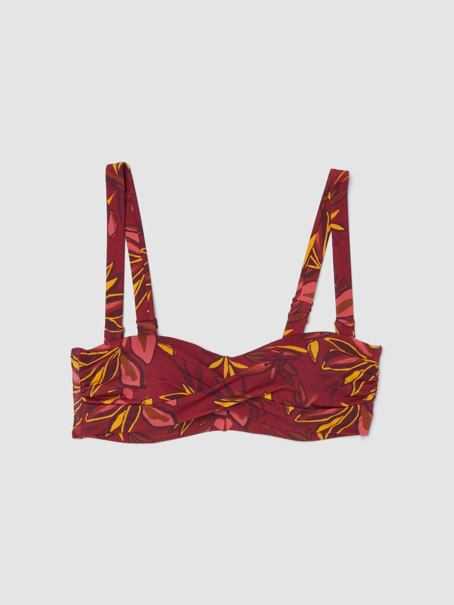 Multicolour stretchy balconette bikini top with floral print_4
