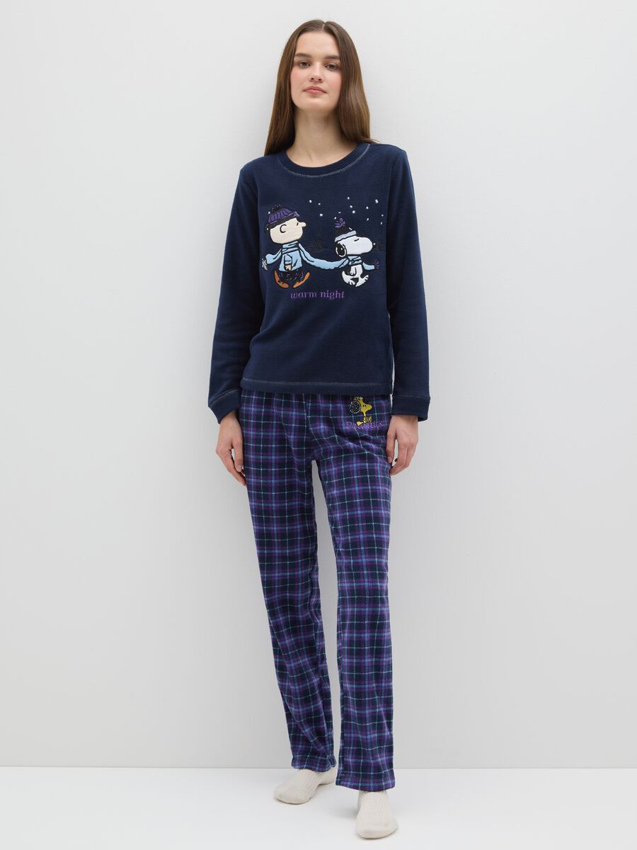 Multicoloured check regular fit pyjamas with Peanuts print_0