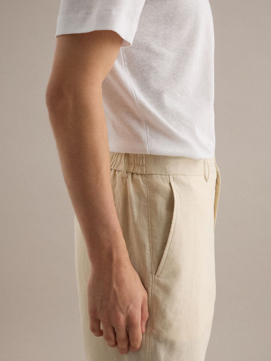 Pantaloni in puro lino bianchi regular fit_4