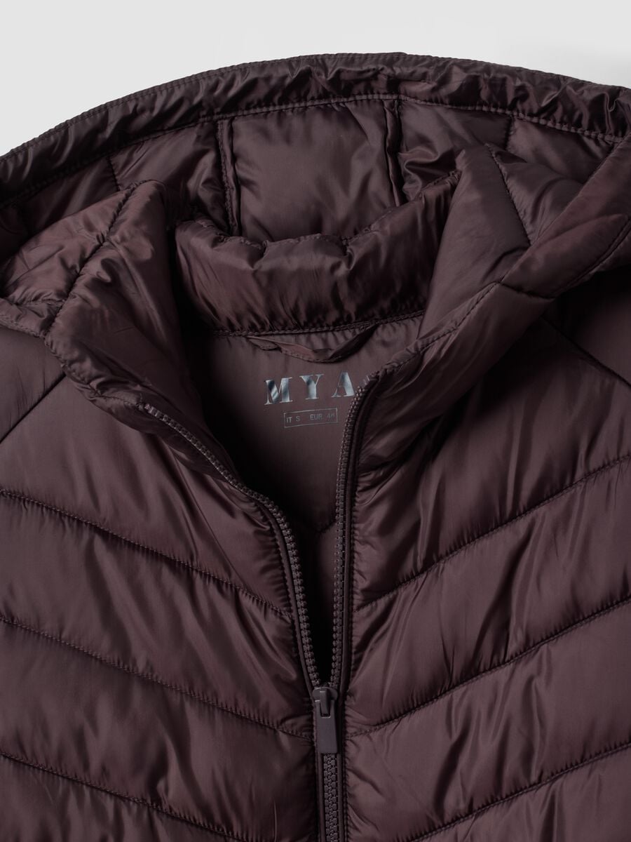 Purple Ultralight quilted jacket with hood and zip, regular fit_2