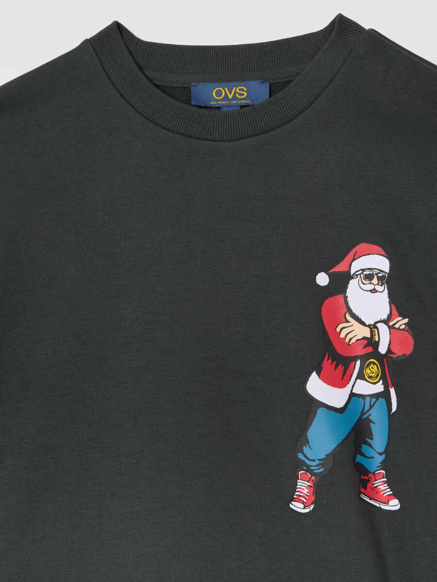 Grey Christmas sweatshirt in cotton blend regular fit with print_5