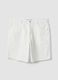 White denim bermuda shorts in cotton blend, baggy fit_4