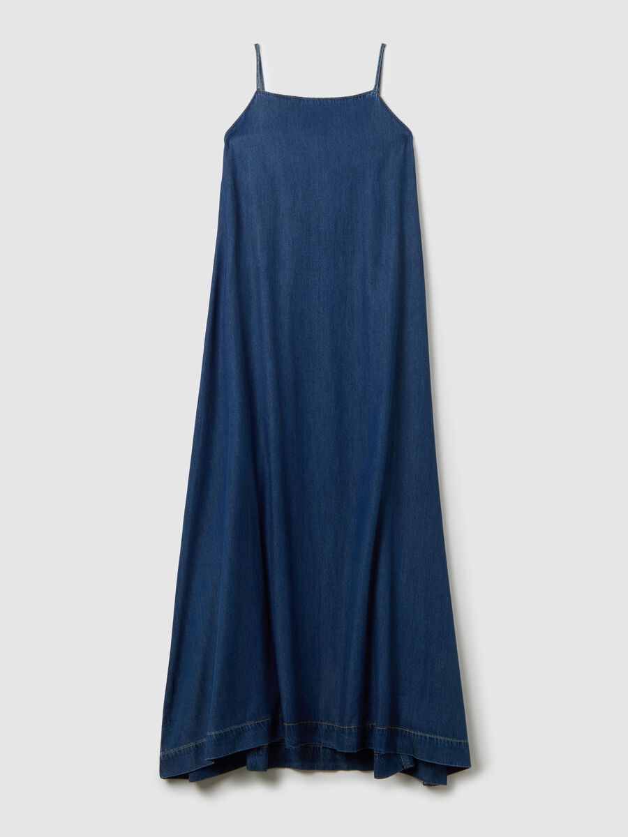 Women's Long Dress in Lyocell and Denim Cotton_0