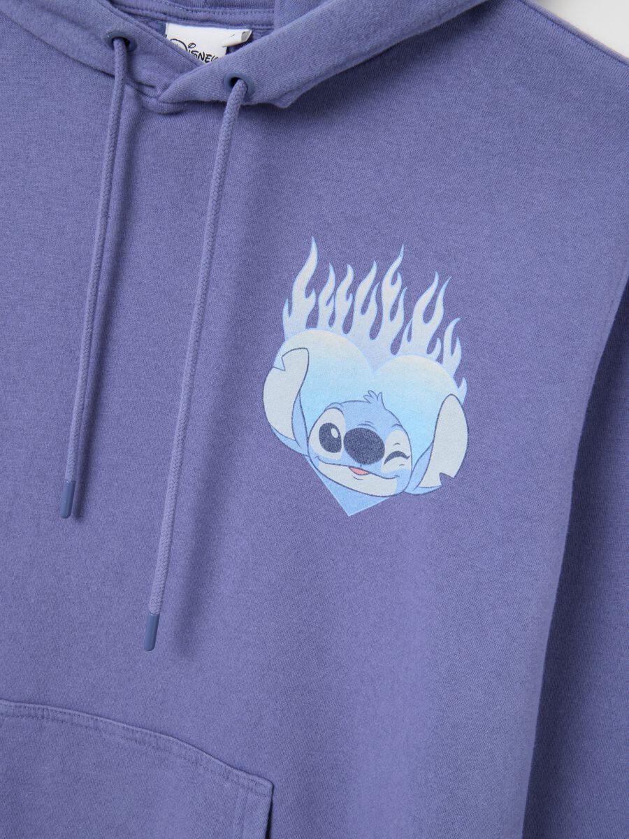 Purple hoodie in regular fit cotton blend with print_5