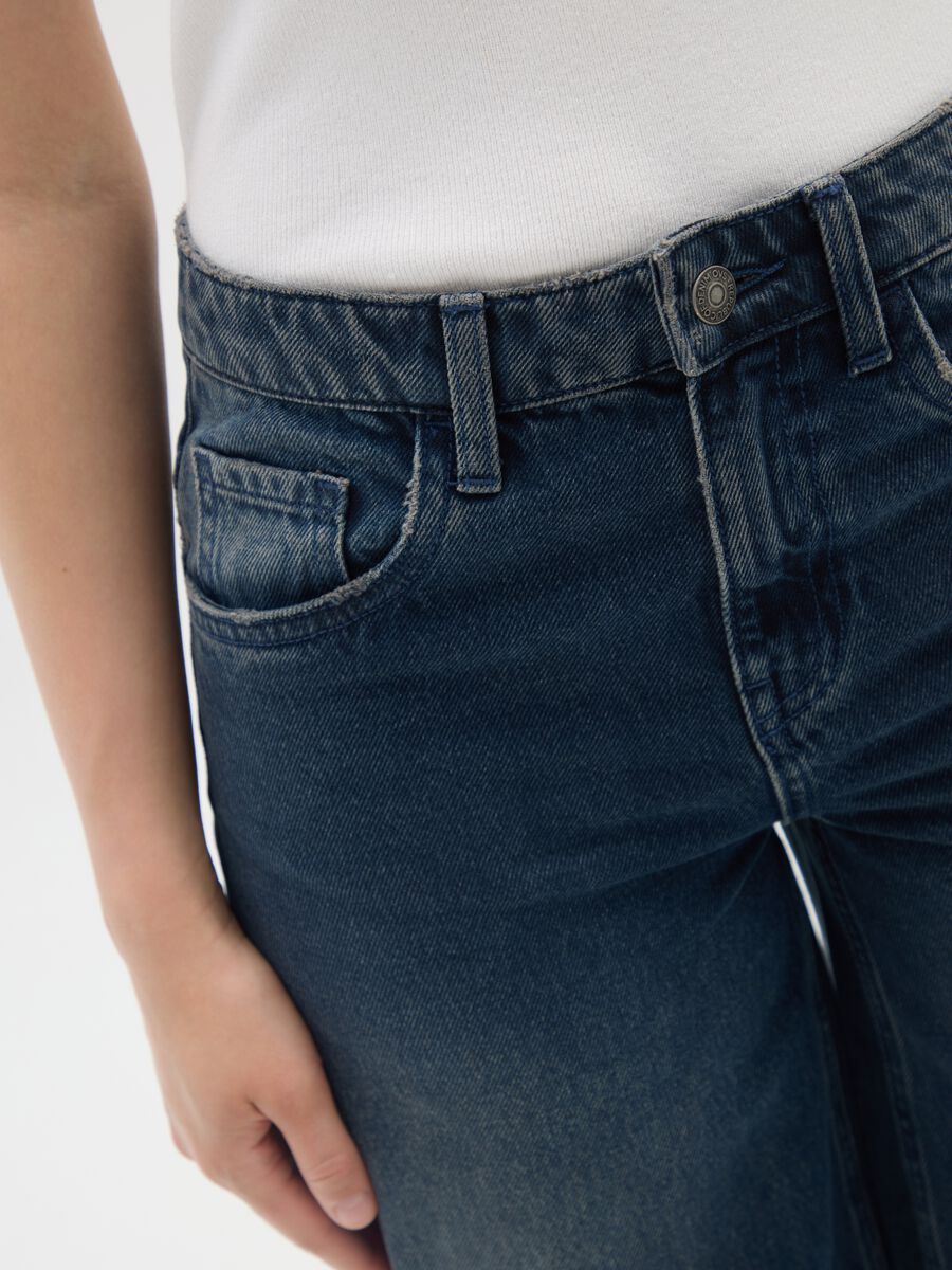 Blue wide-leg cotton jeans_3