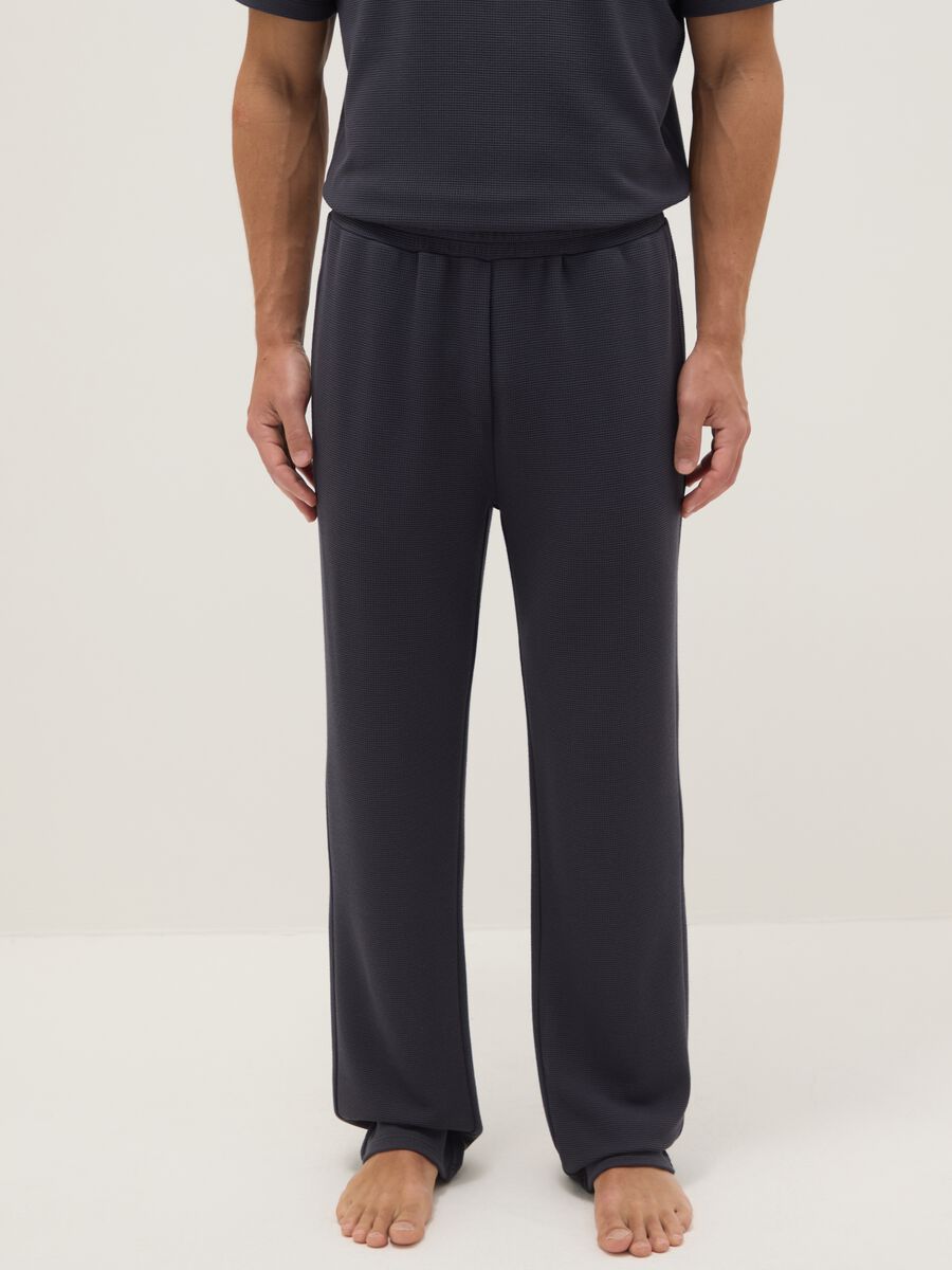 Blue viscose blend pyjama trousers in regular fit_1