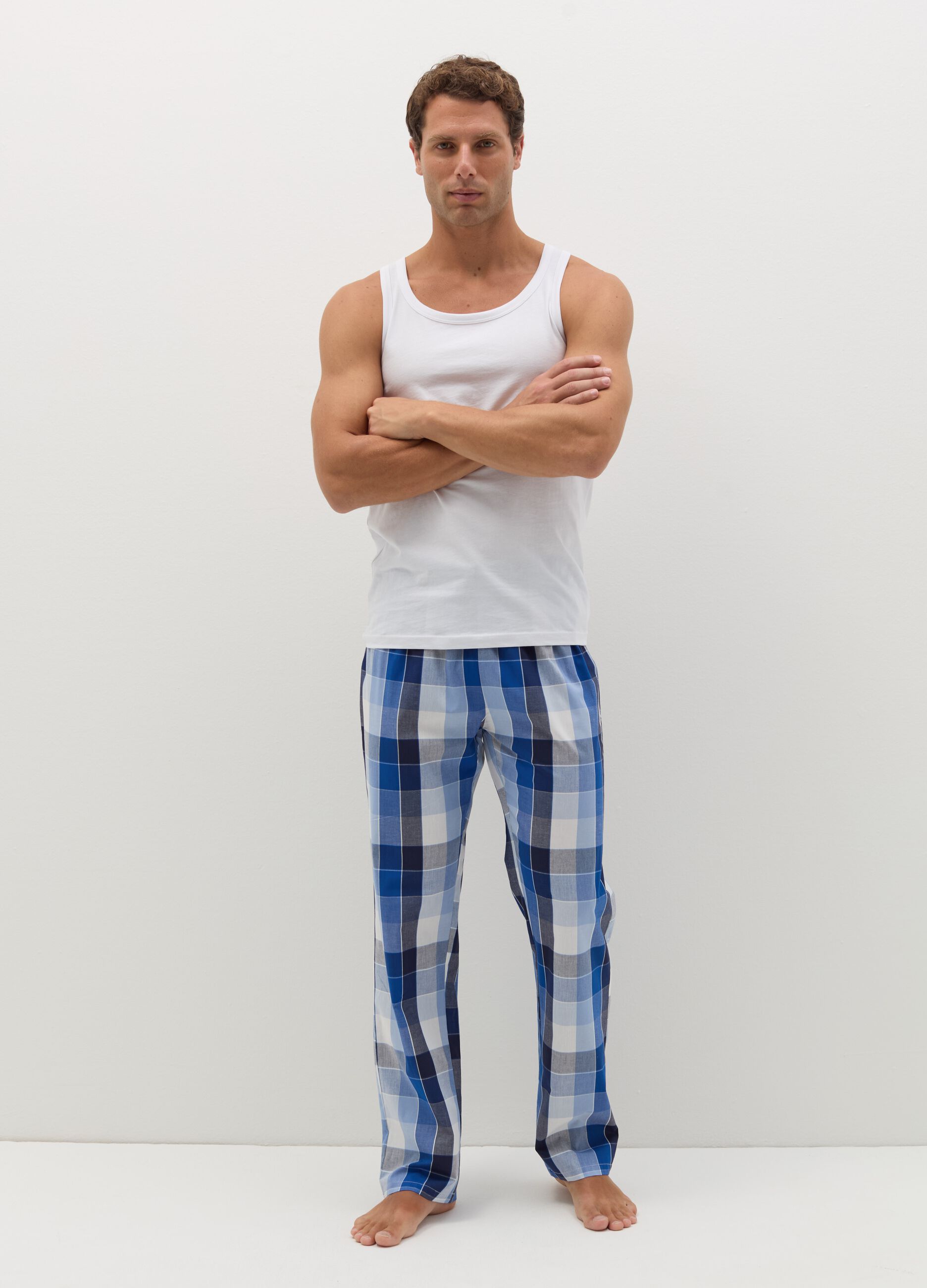 Pyjama trousers with print in cotton