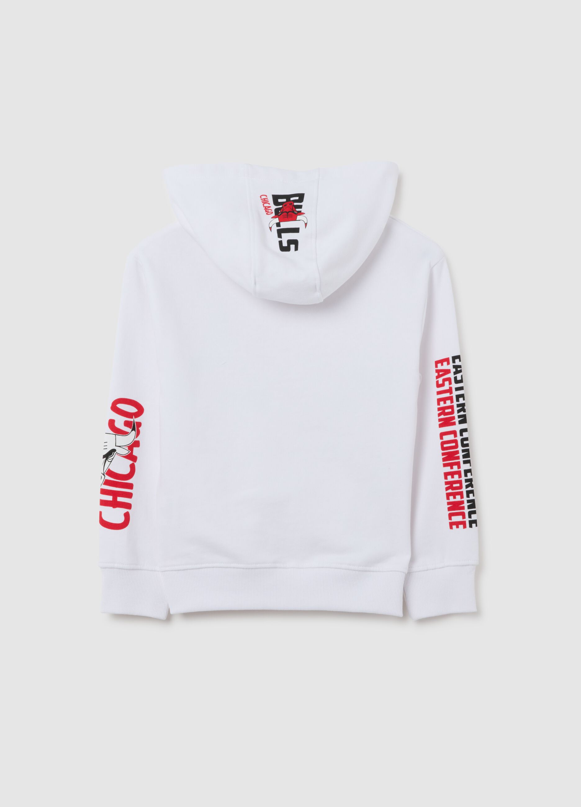 Kids' white pure cotton hoodie regular fit with Chicago Bulls logo