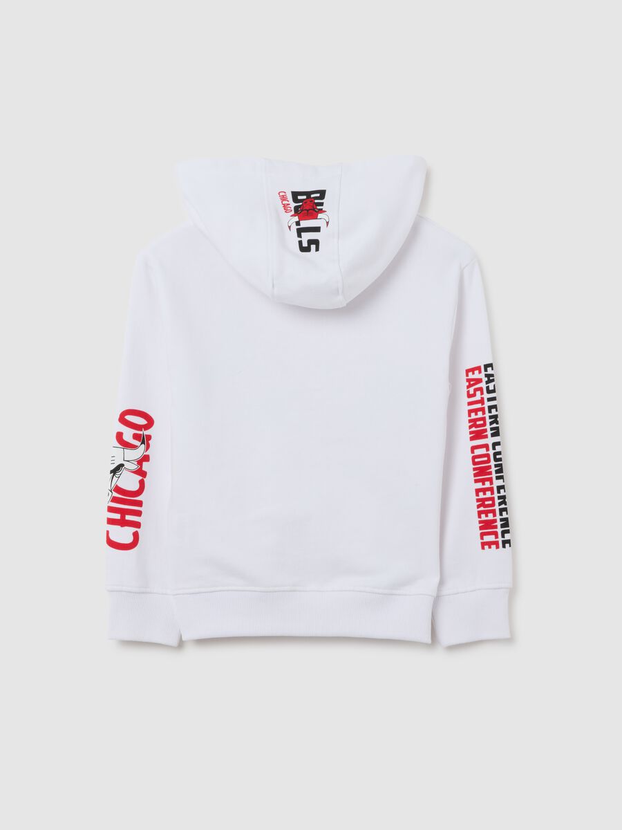 Kids' white pure cotton hoodie regular fit with Chicago Bulls logo_1