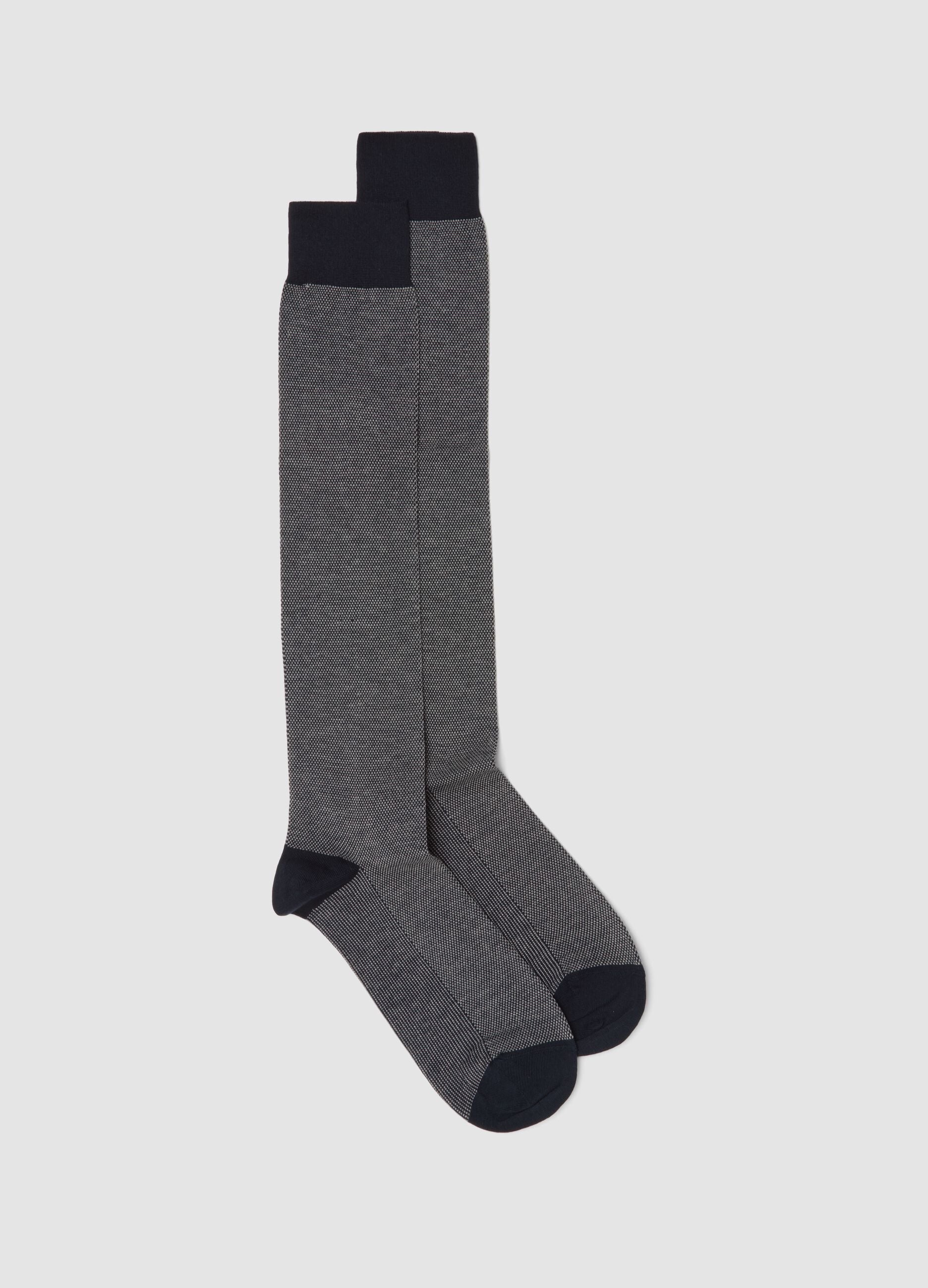 Navy blue long stretch cotton socks