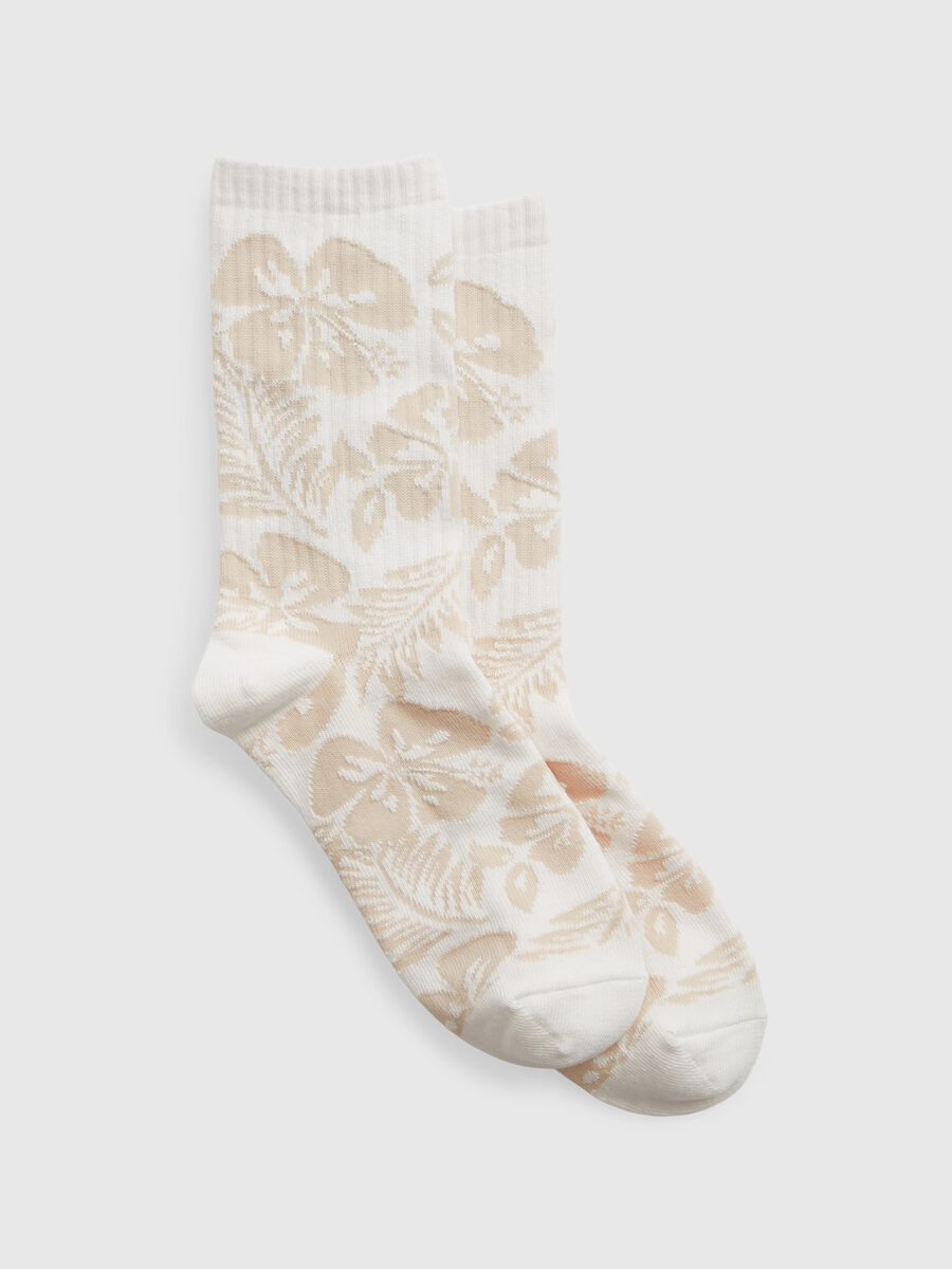 Organic cotton midi socks with floral pattern_0