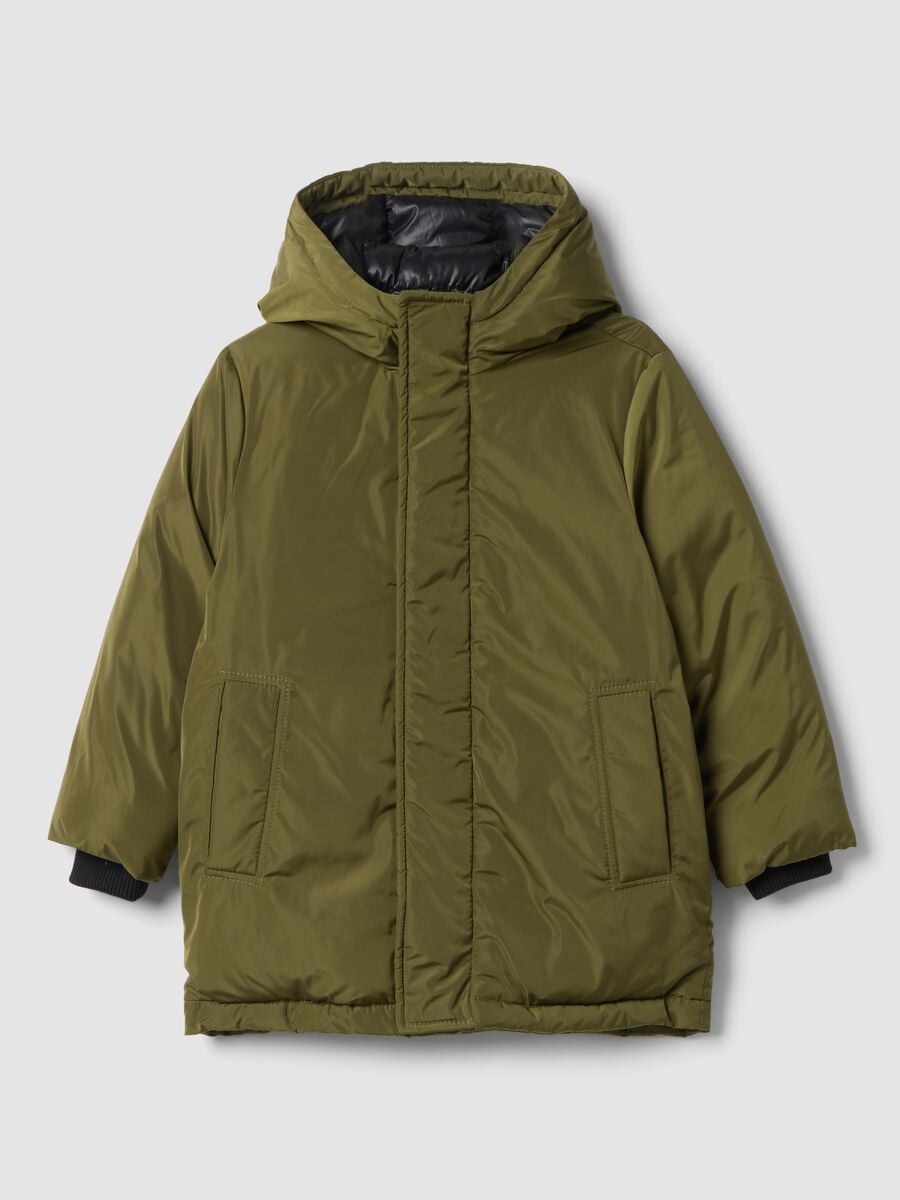 Olive green padded hooded jacket_0