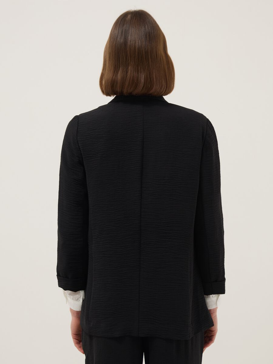 Black buttonless blazer, regular fit_3