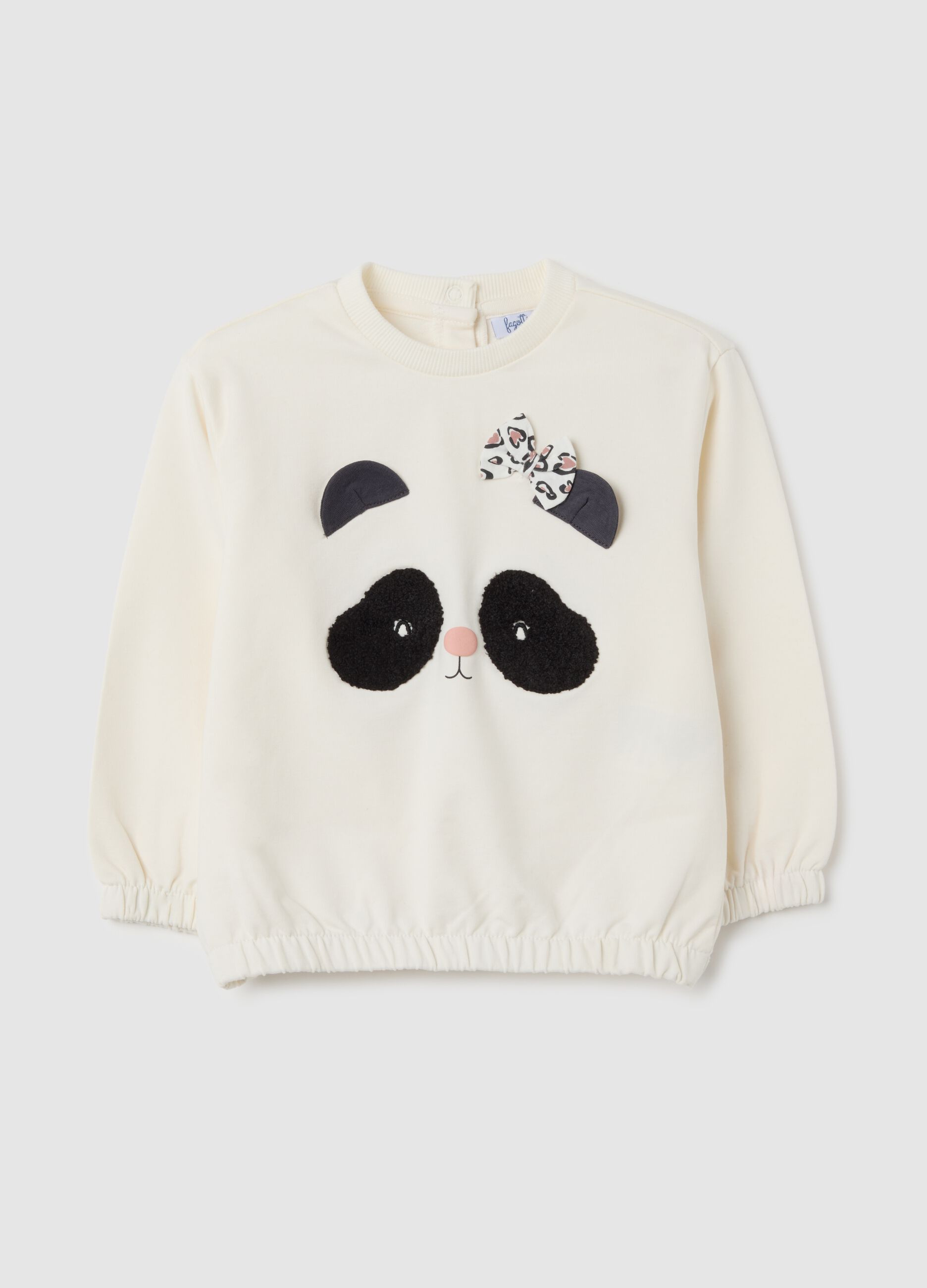 Felpa da neonata in cotone elasticizzato beige
