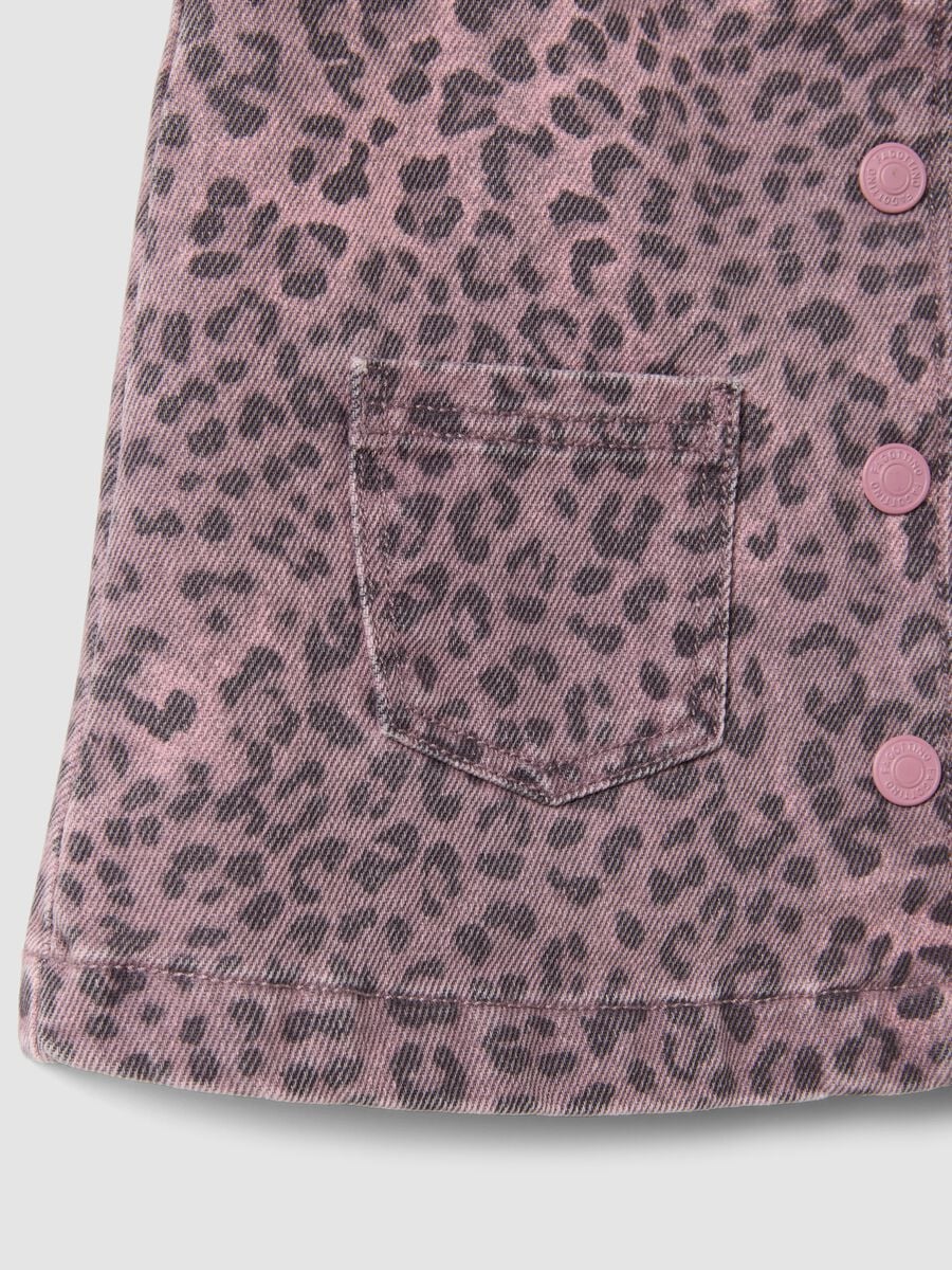 Abito wide rosa in puro cotone a fantasia animalier per bimba_3