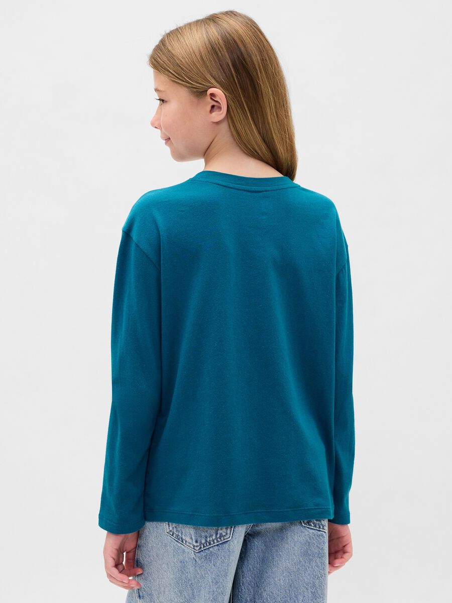 Blue long-sleeve cotton top_1